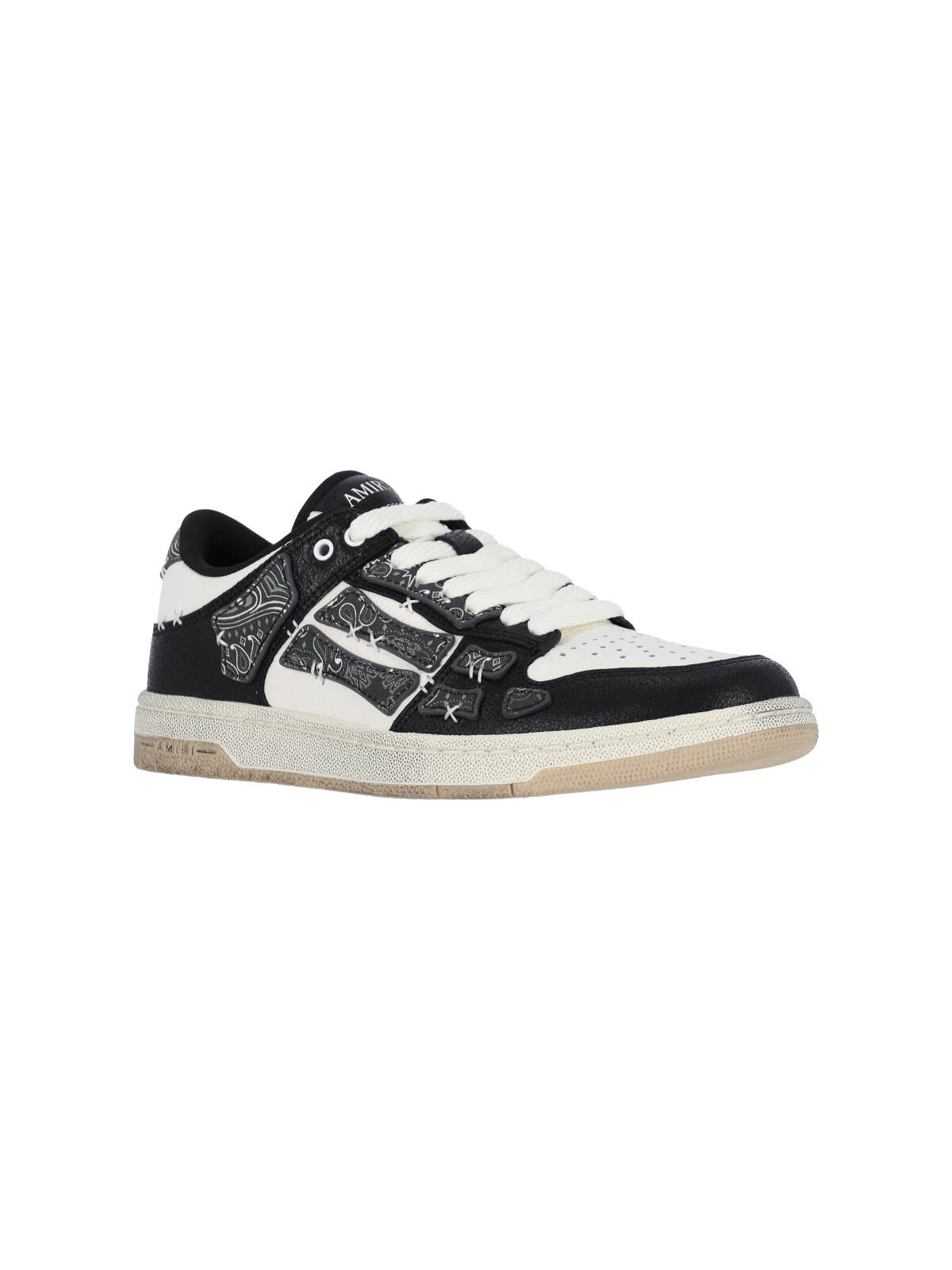 Amiri Skel Top Black Low Top Sneakers With Logo Patch On The Tongue And Logo Lettering On The Heel In Leat In Black