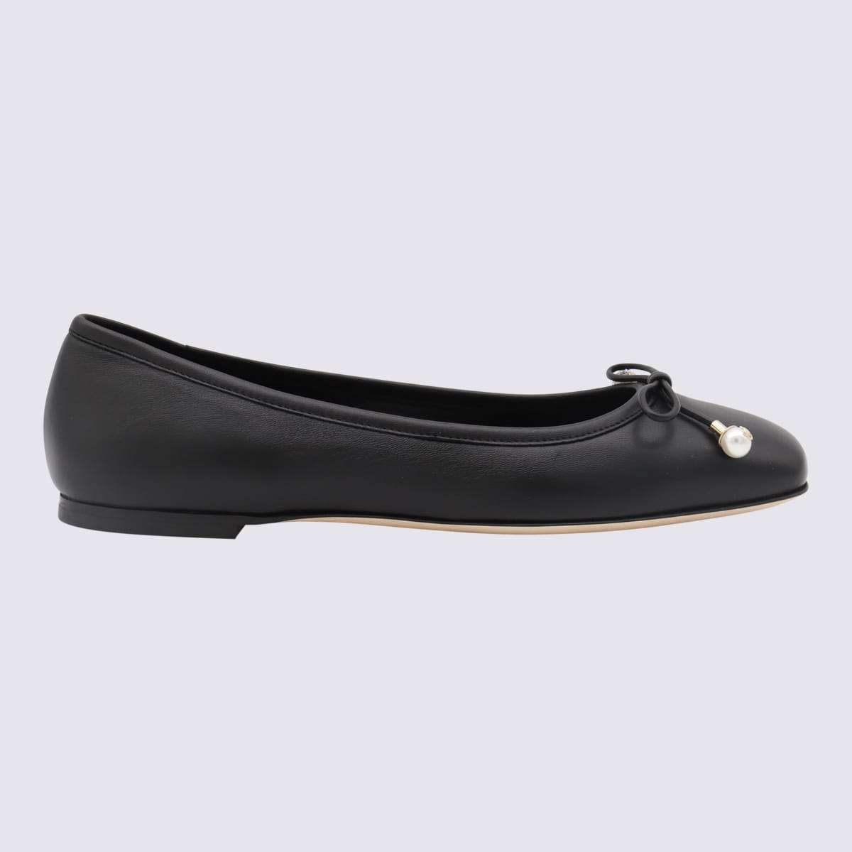 JIMMY CHOO BLACK LEATHER ELME FLAT 