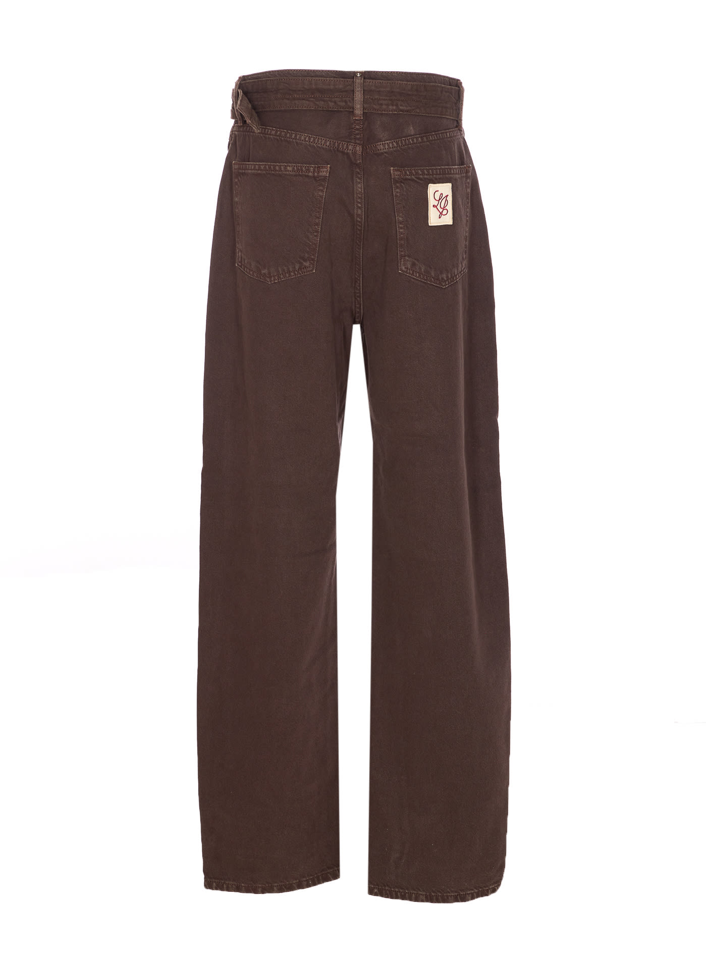 Liu •jo High Waist Loose Fit Straight Leg Trousers In Brown