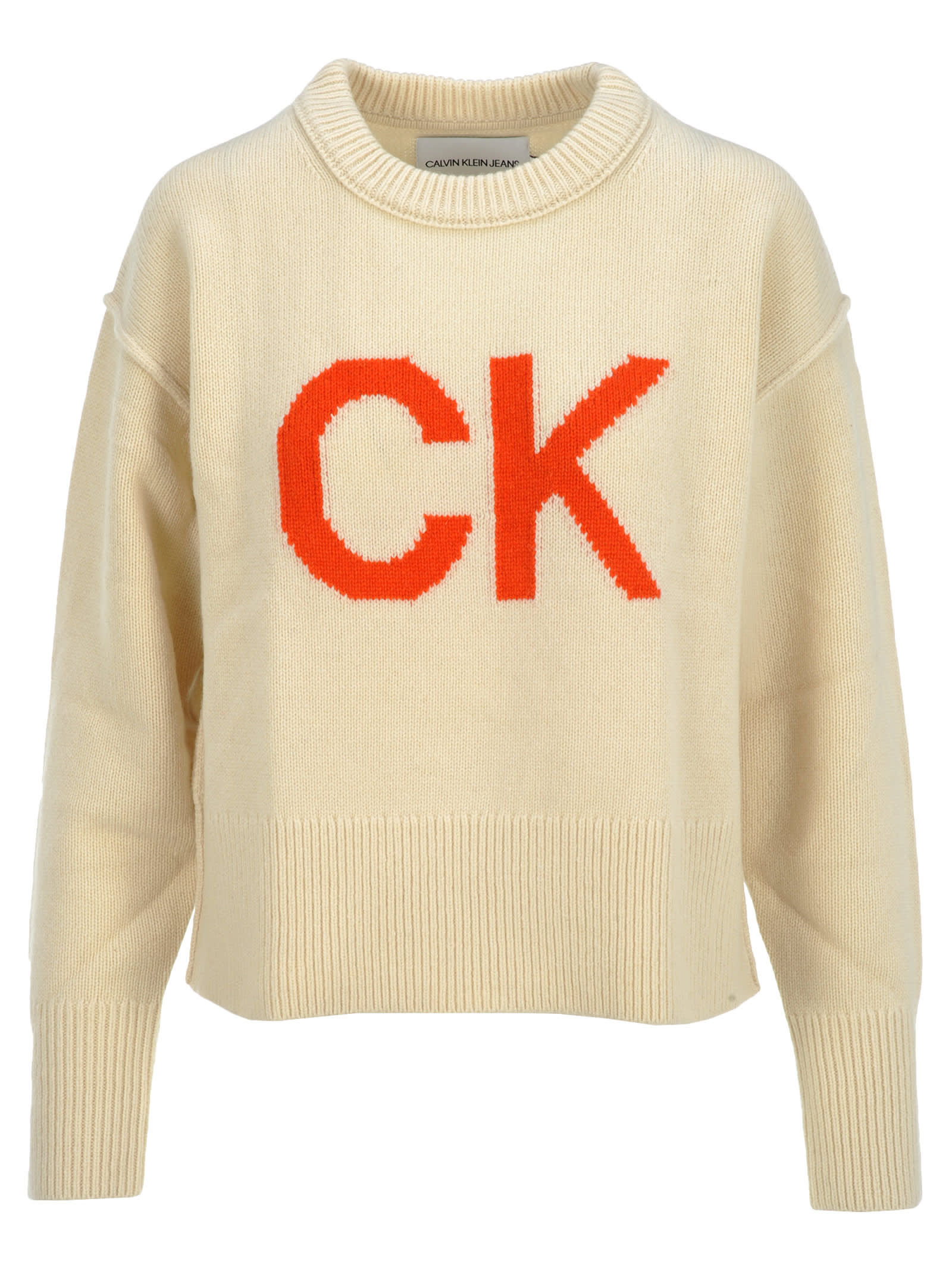 calvin klein orange sweater