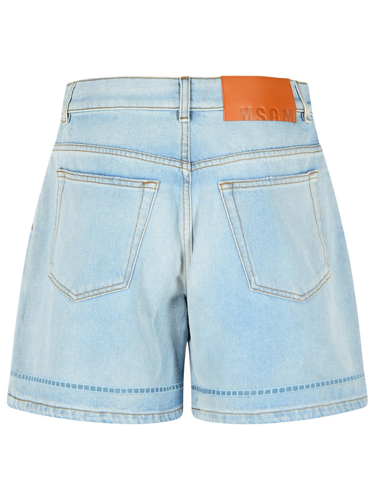 Msgm Denim Shorts With Back Pockets And Belt Loops In Light Blue