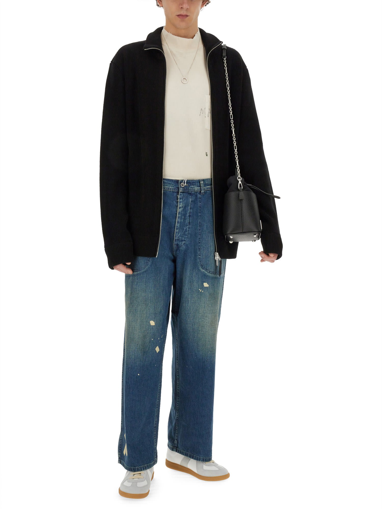 Shop Maison Margiela Zippered Cardigan In 900f