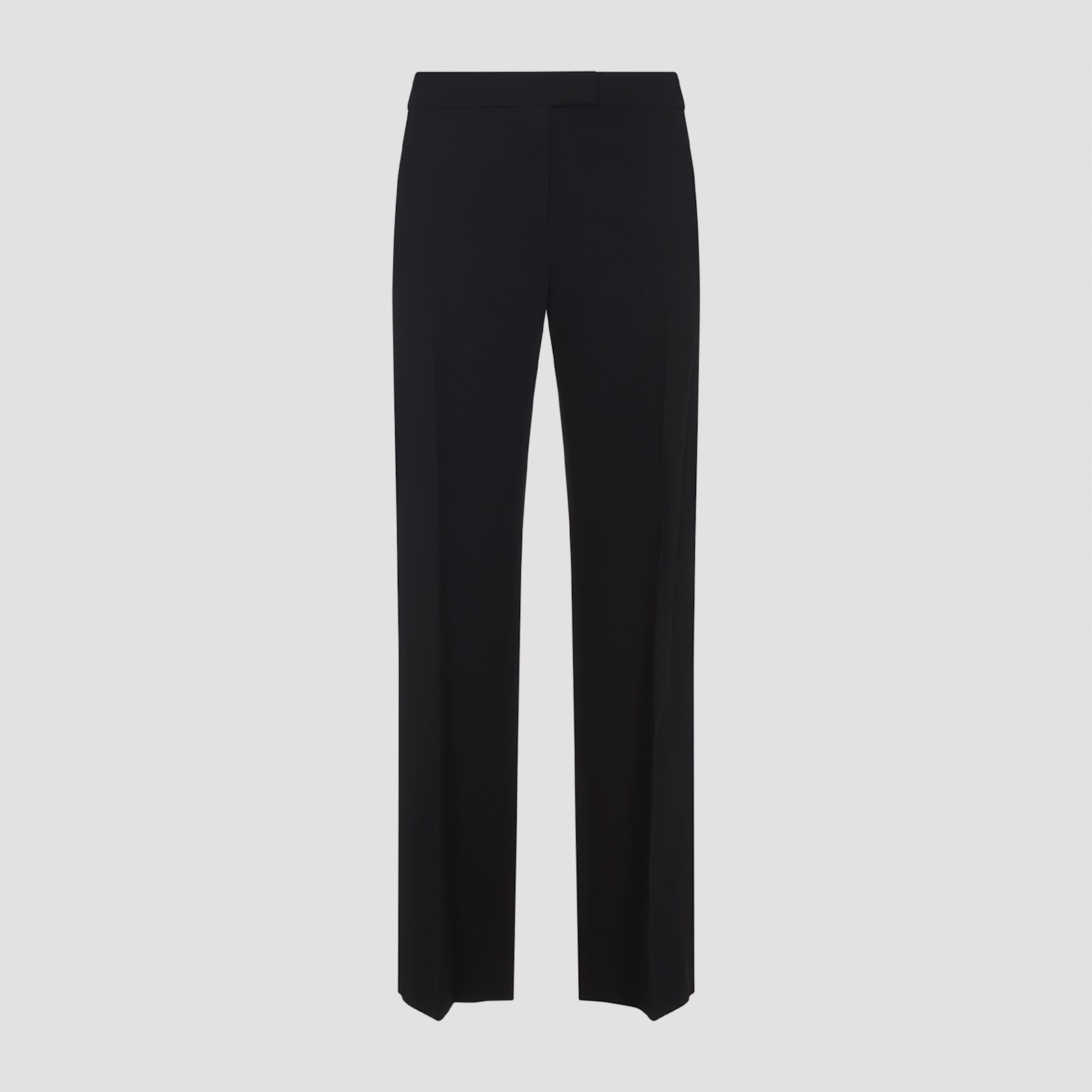 Khaite Straight Leg Black Viscose Pants With Concealed Fastening In Black