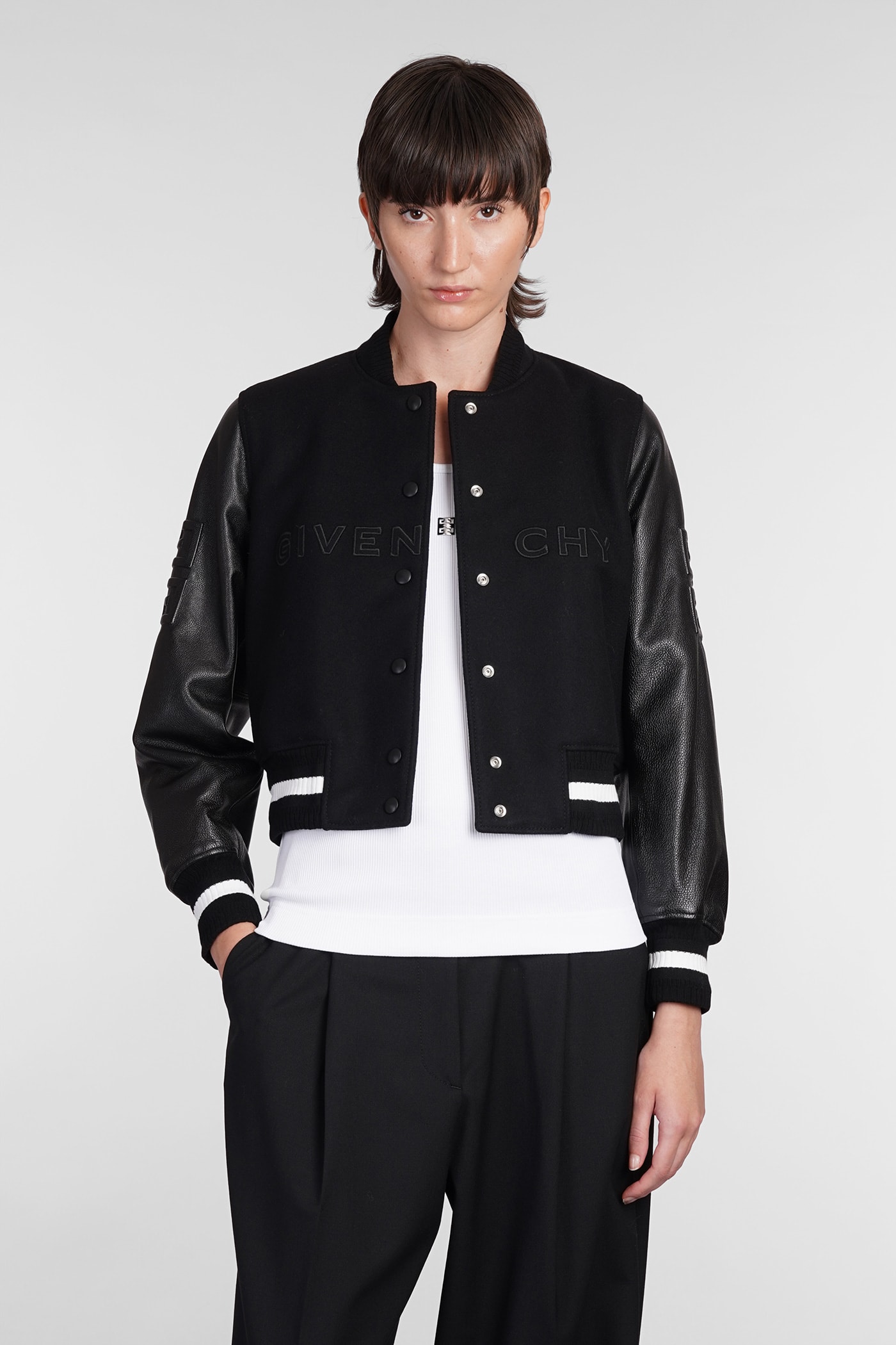 Shop Givenchy Bomber In Black Wool