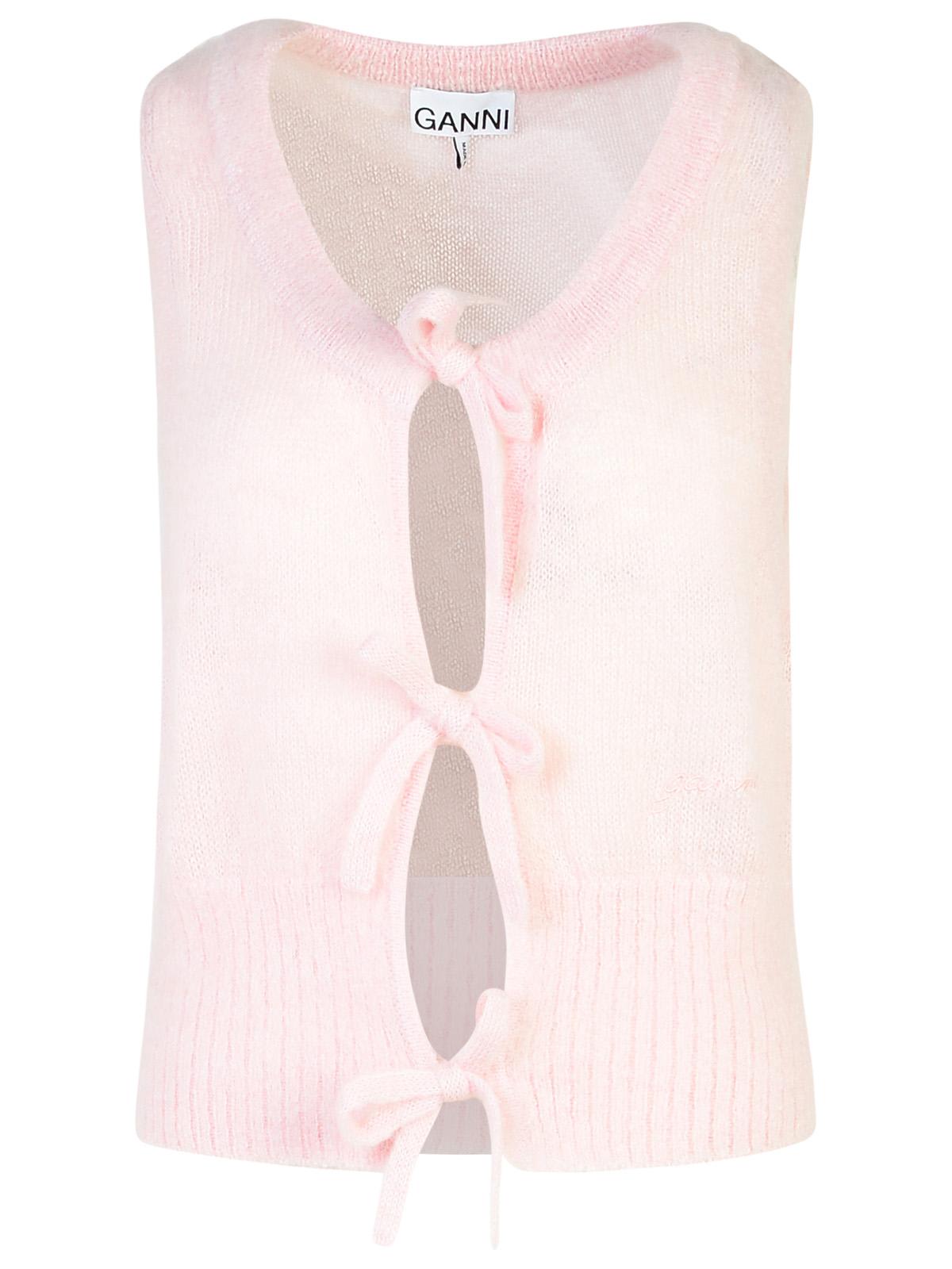 Shop Ganni Pink Mohair Blend Vest