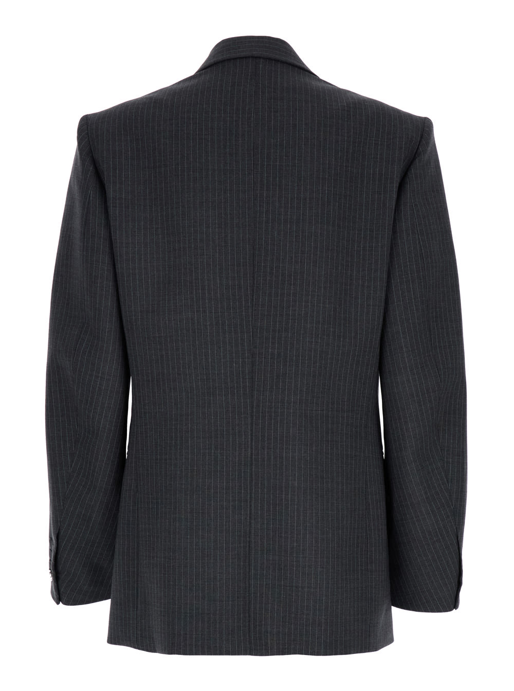 Shop Coperni Grey Pinstripes Double-breasted Jacket In Wool Woman