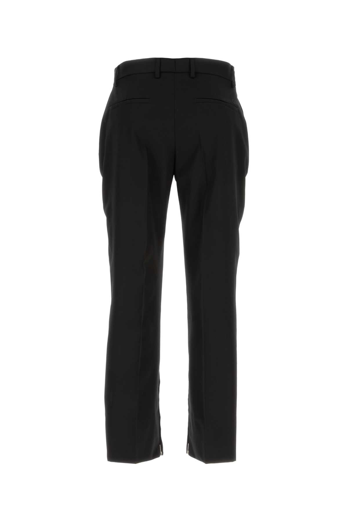 Shop Off-white Black Wool Pant In Blackblac
