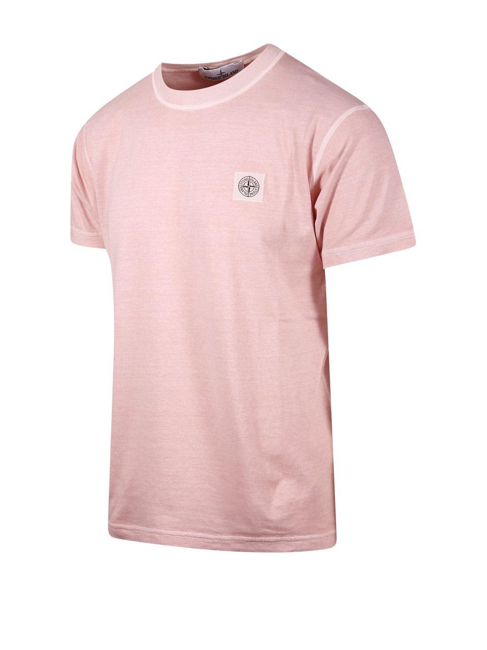 Shop Stone Island Logo Patch Crewneck T-shirt In Pink