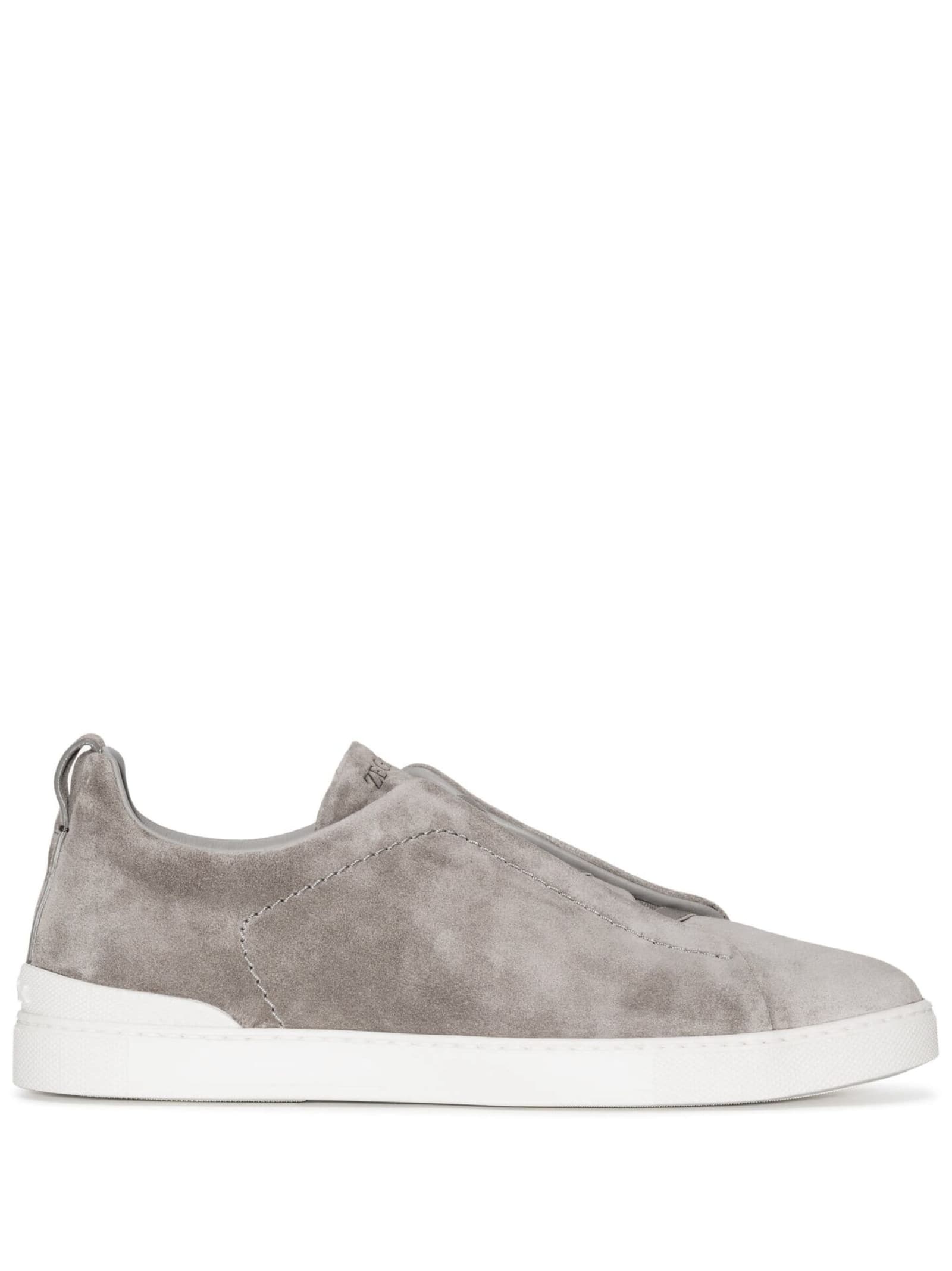 ZEGNA TRIPLE STITCH SNEAKERS IN GREY SUEDE