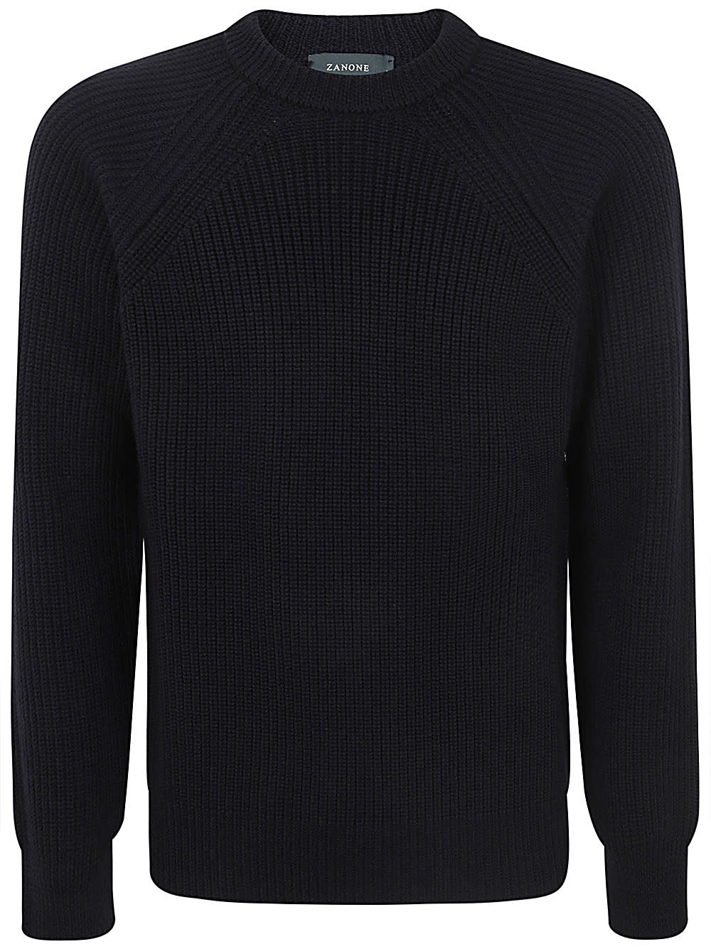 Shop Zanone Crewneck Giro Rag Slim Fit In Black