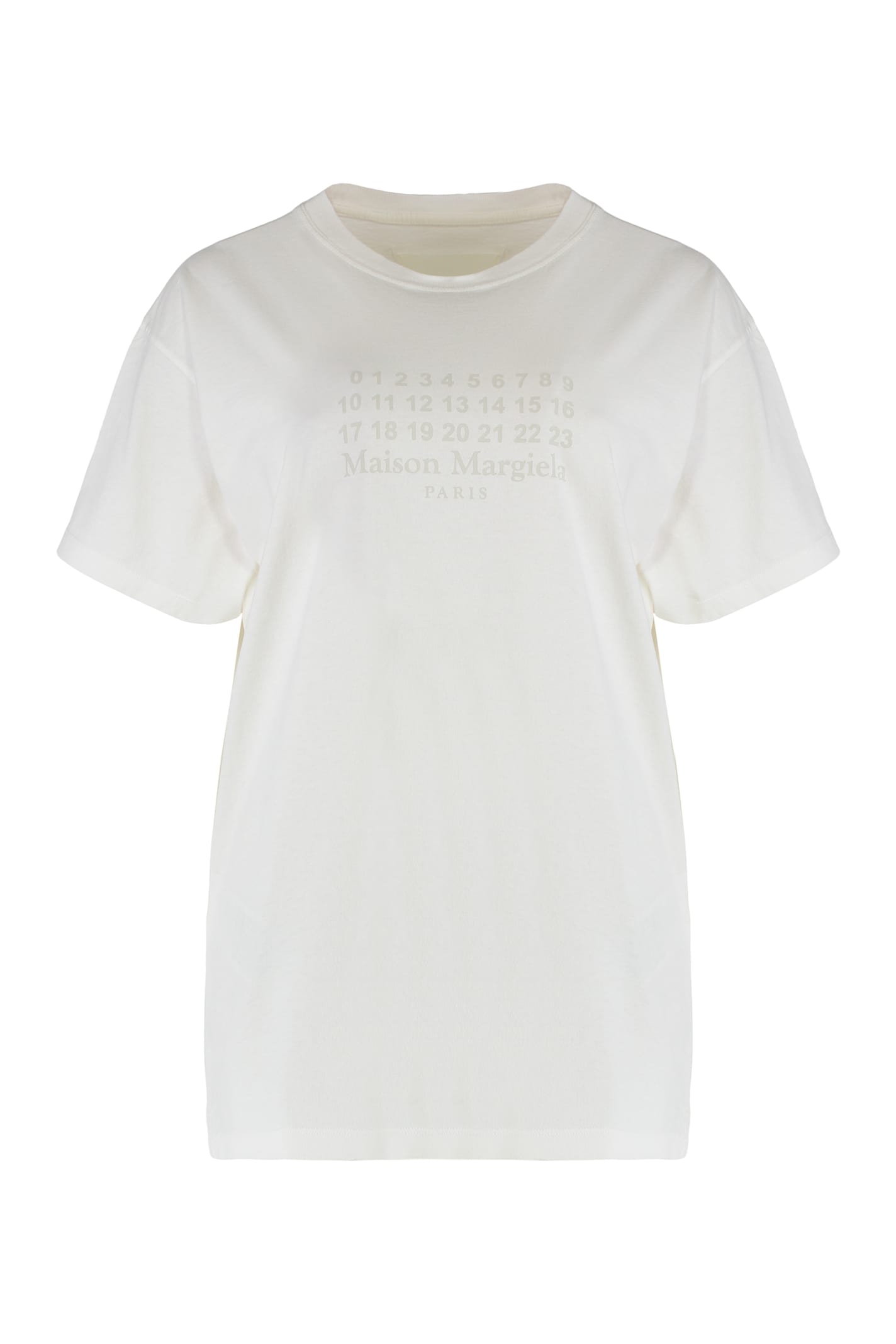 Maison Margiela Cotton Round Neck T-shirt With Short Sleeves In White