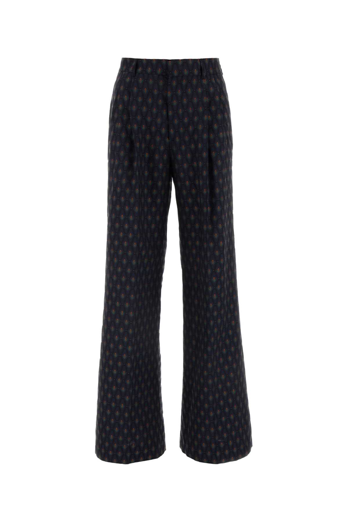 Shop Etro Embroidered Wool Blend Pant In B0065