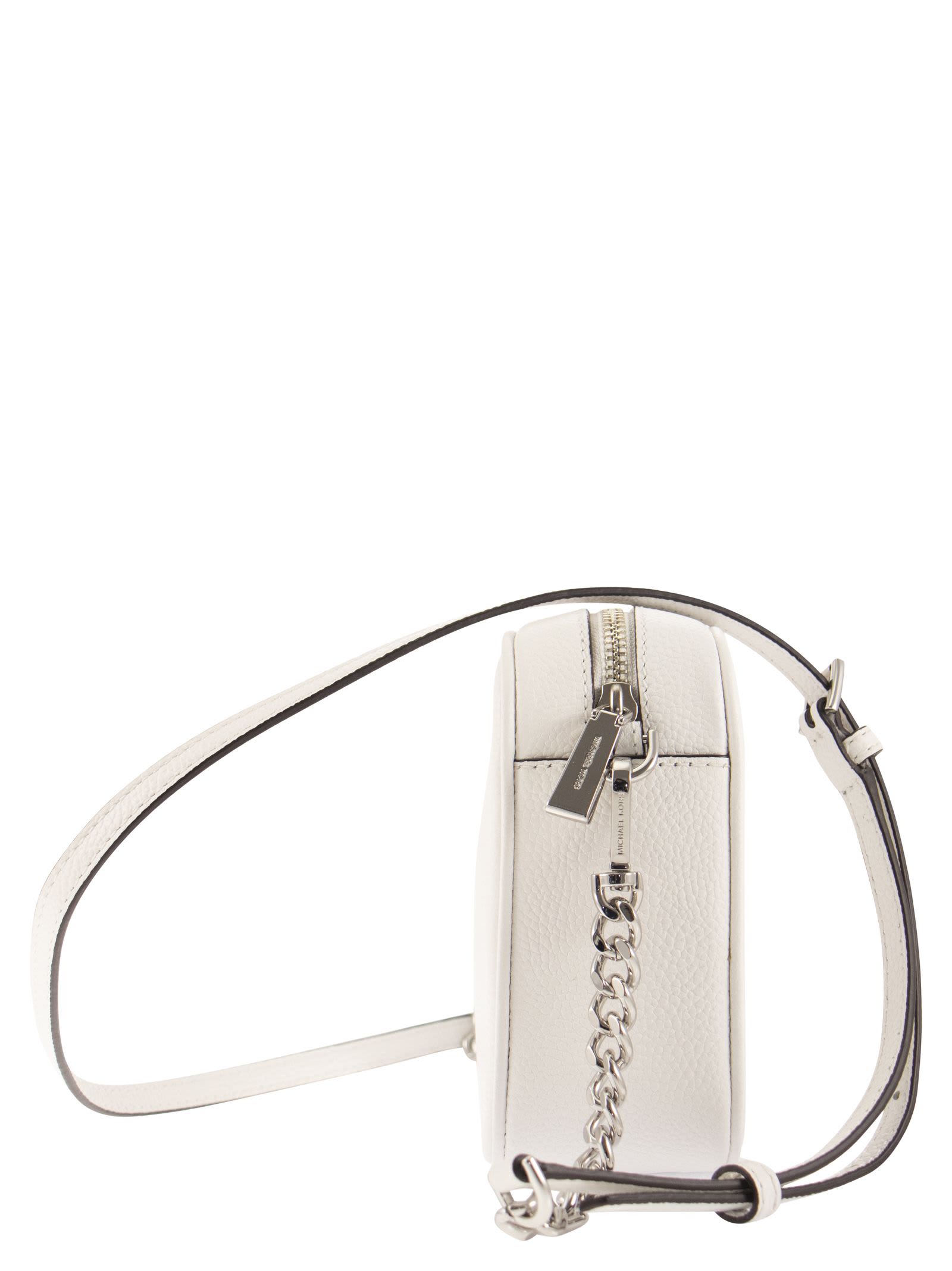 Shop Michael Kors Ginny - Leather Crossbody Bag In White