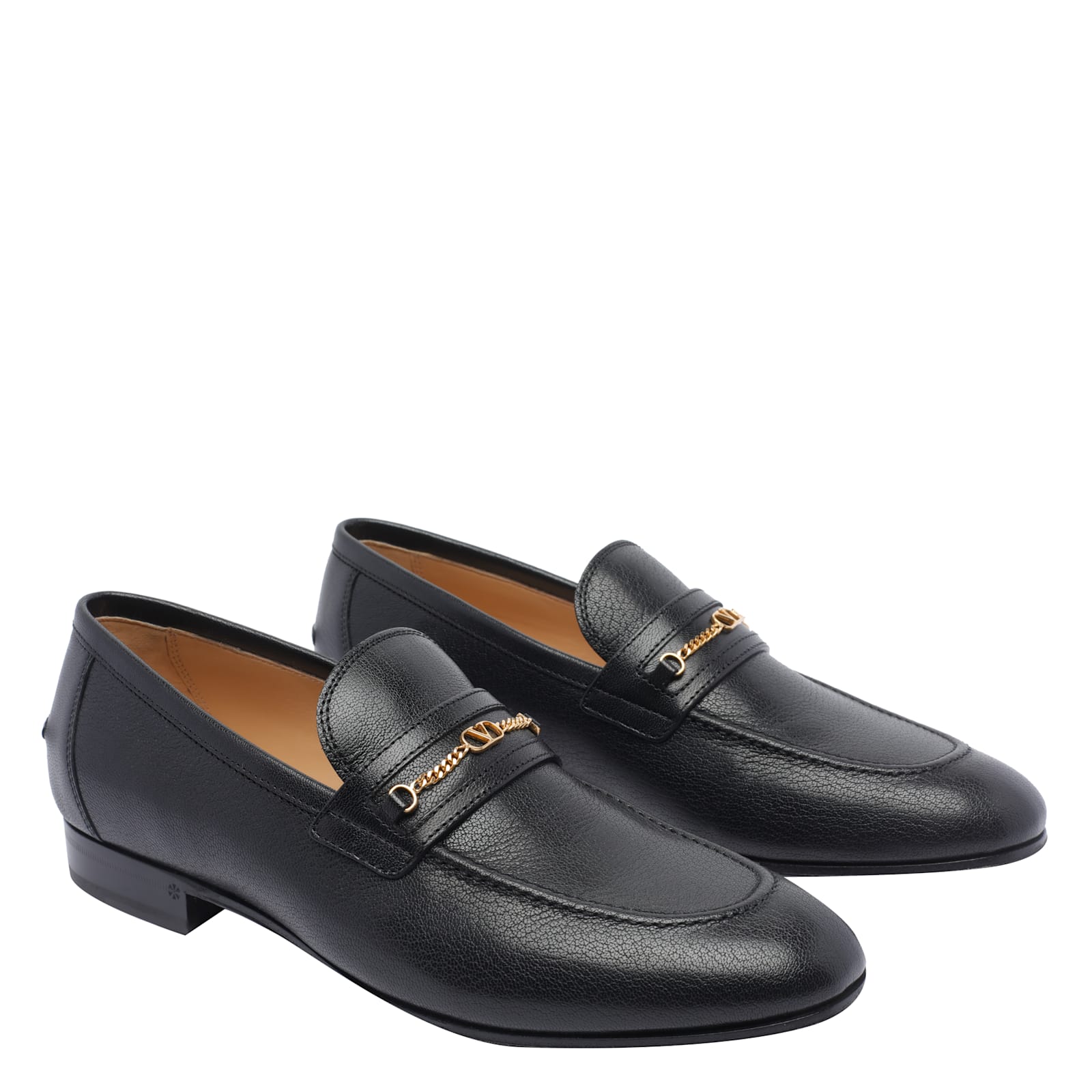 Valentino Garavani Men Vlogo Signautre Leather Loafers In Black