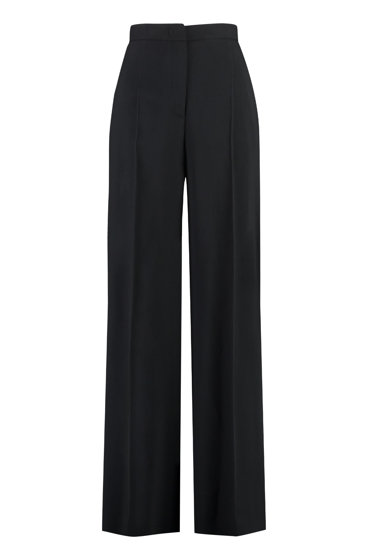 Shop Moschino High-waist Wide-leg Trousers In Black