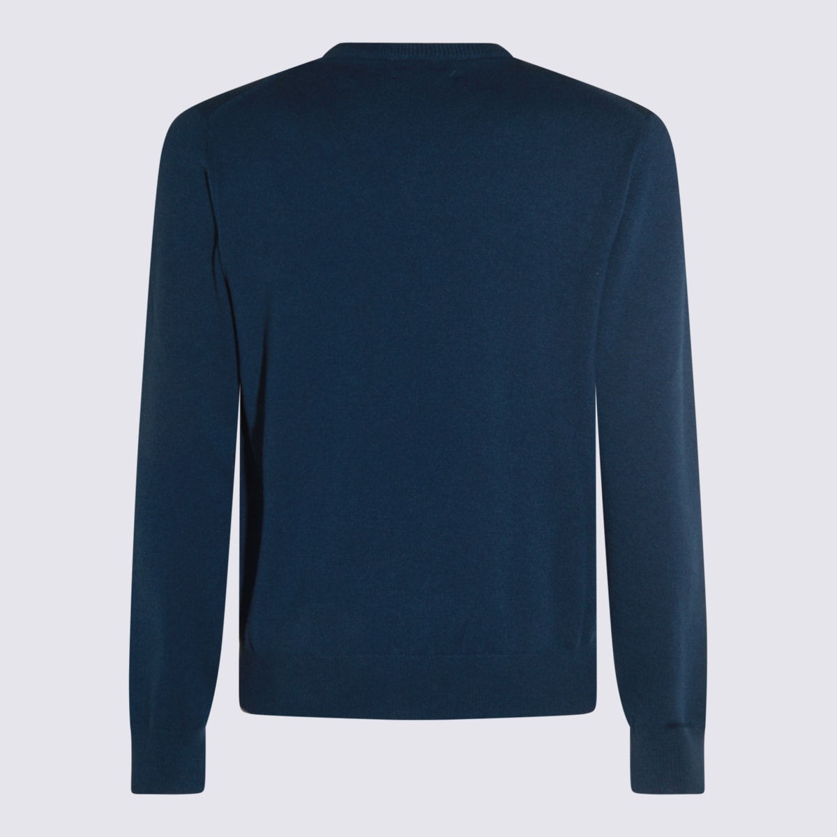 Malo Ribbed Crewneck Sweater With Long Sleeves In Blue