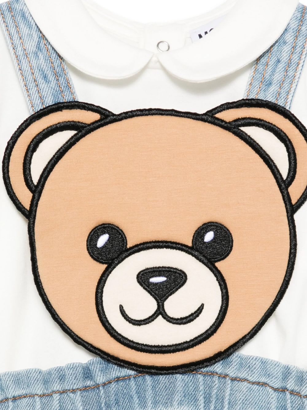 Moschino Kids Denim Dress With Teddy Bear Appliqué In Blue