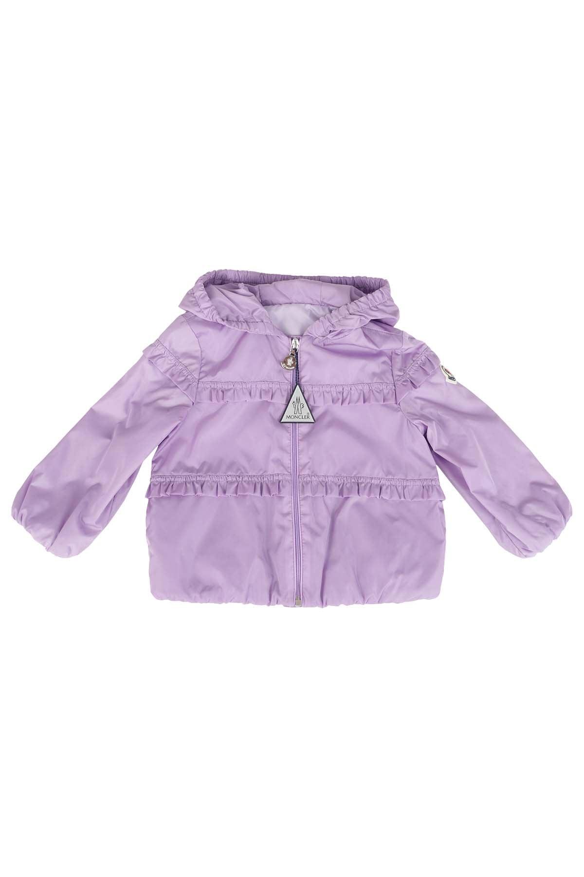 Moncler Babies' Logo Patch Zip-up Jacket In Violet