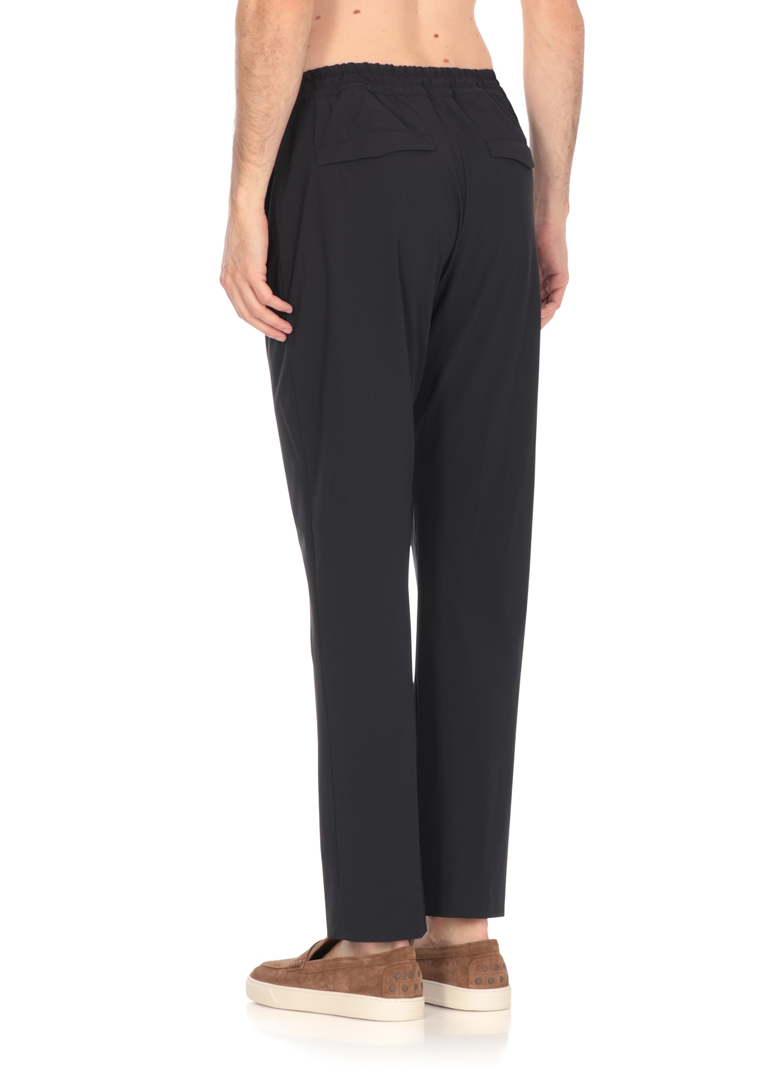 Pt Torino Wool Trousers With Drawstring And Elastic Waistband In Blue