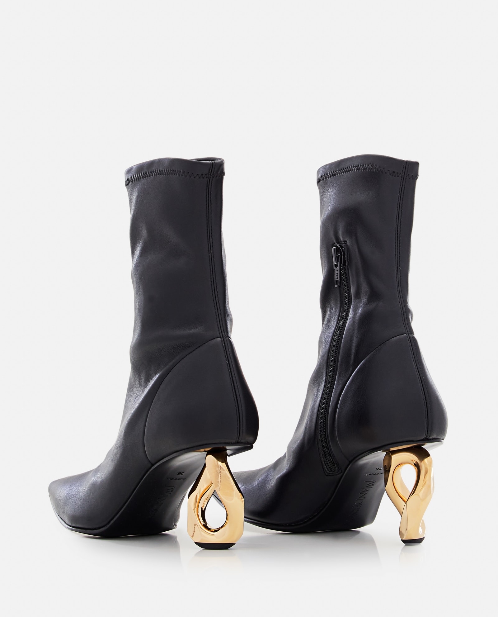 Shop Jw Anderson Chain Heel Stretch Ankle Boots In Black