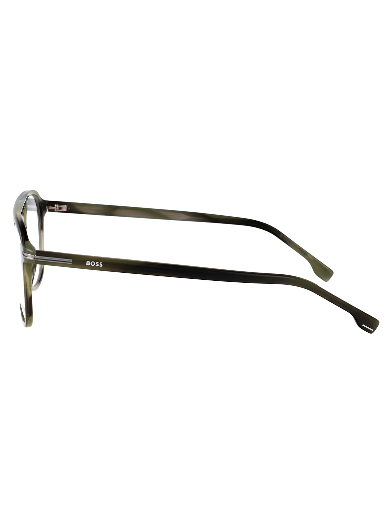 Hugo Boss Boss Green Horn Acetate Glasses In Green