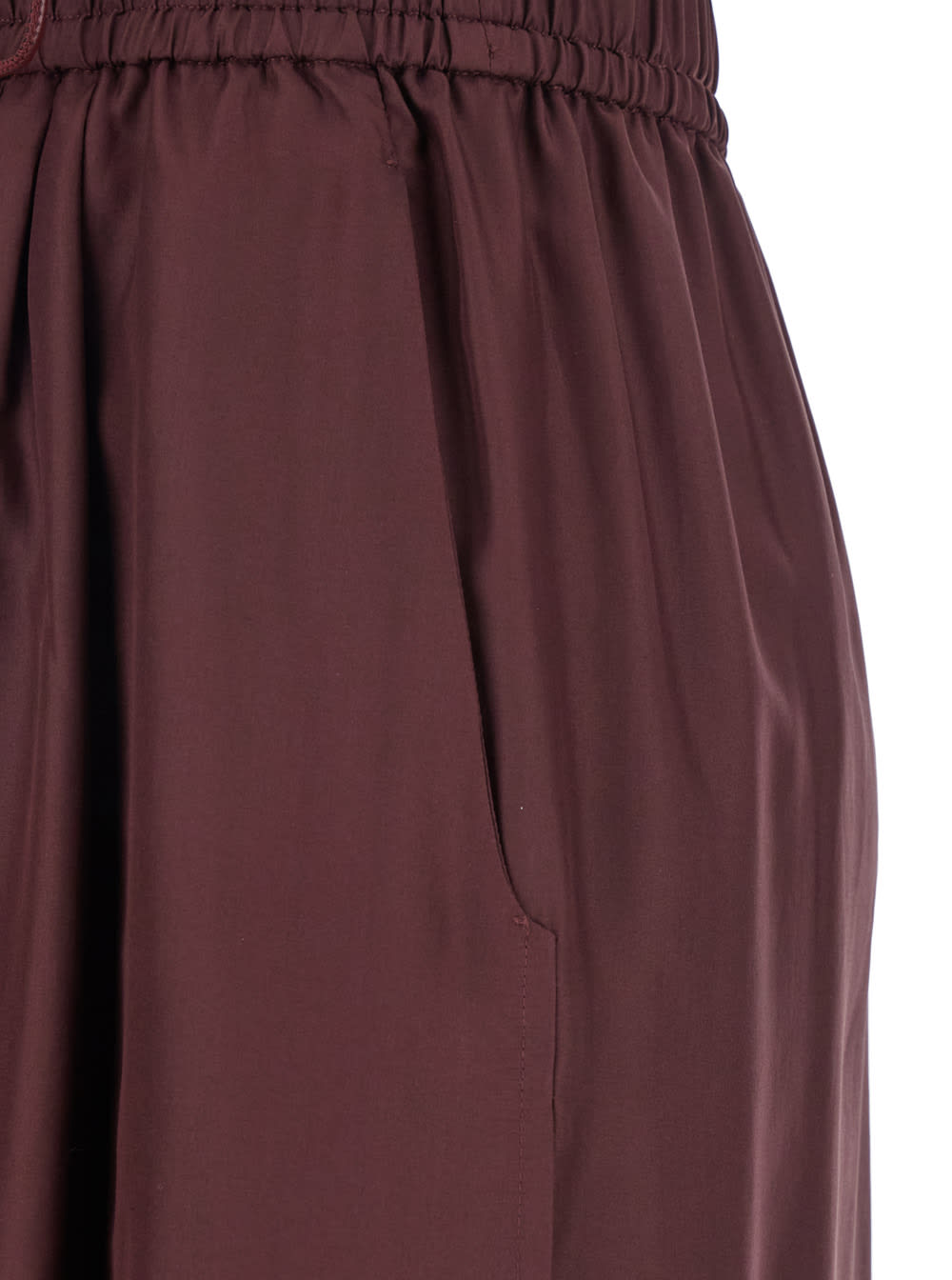 Shop Forte Forte Bordeaux Pants With Elastic Drawstring Waist And Wide Leg In Silk Woman In Black