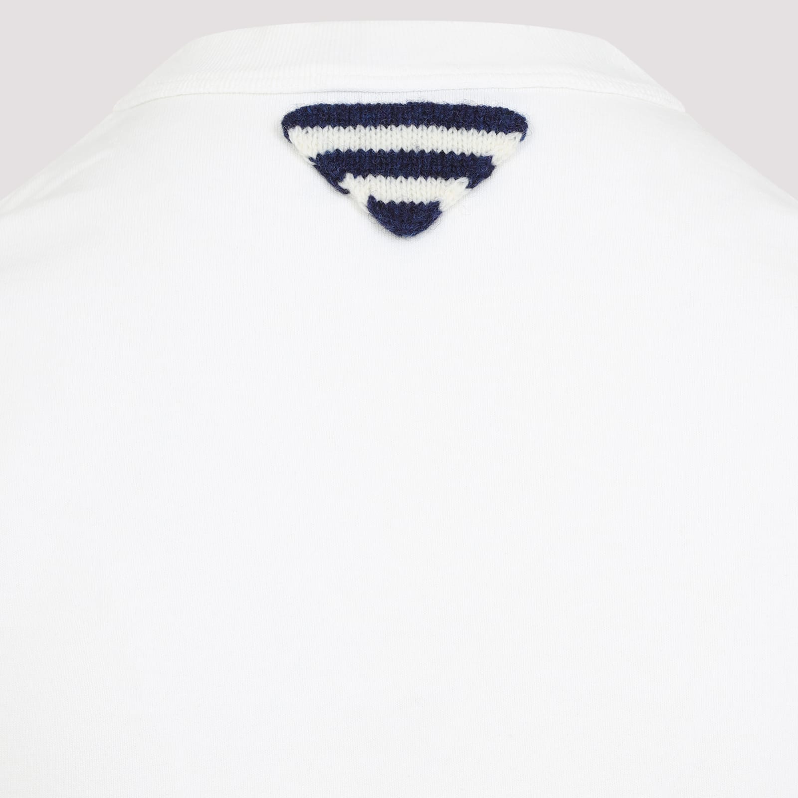 Prada Stamped Logo Crew Neck T-shirt In Bianco