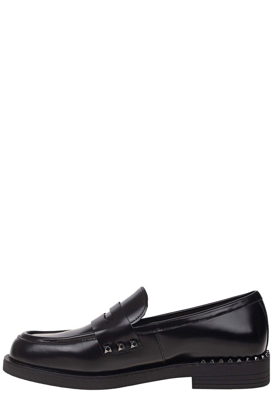 Ash Whisper Studded Round Toe Loafers In Nero