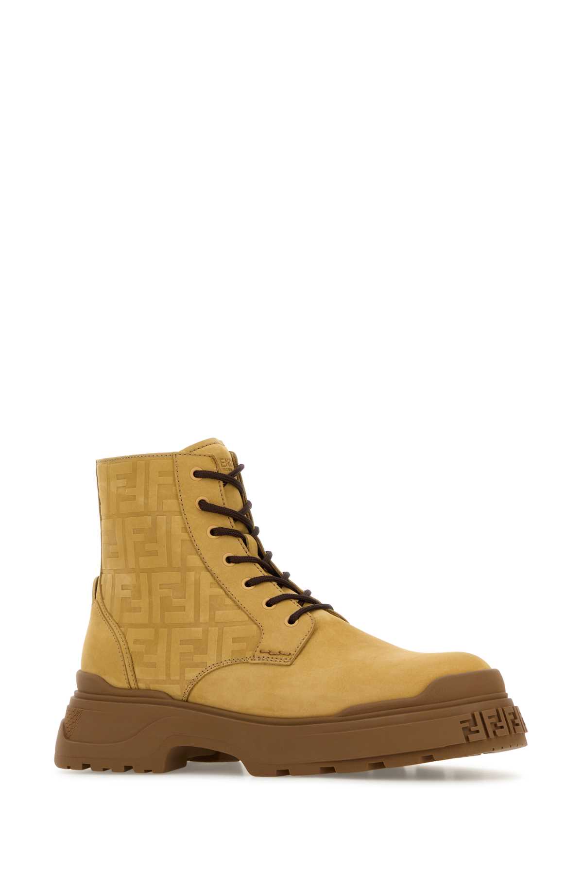 Beige Suede Fendi Force Light Ankle Boots