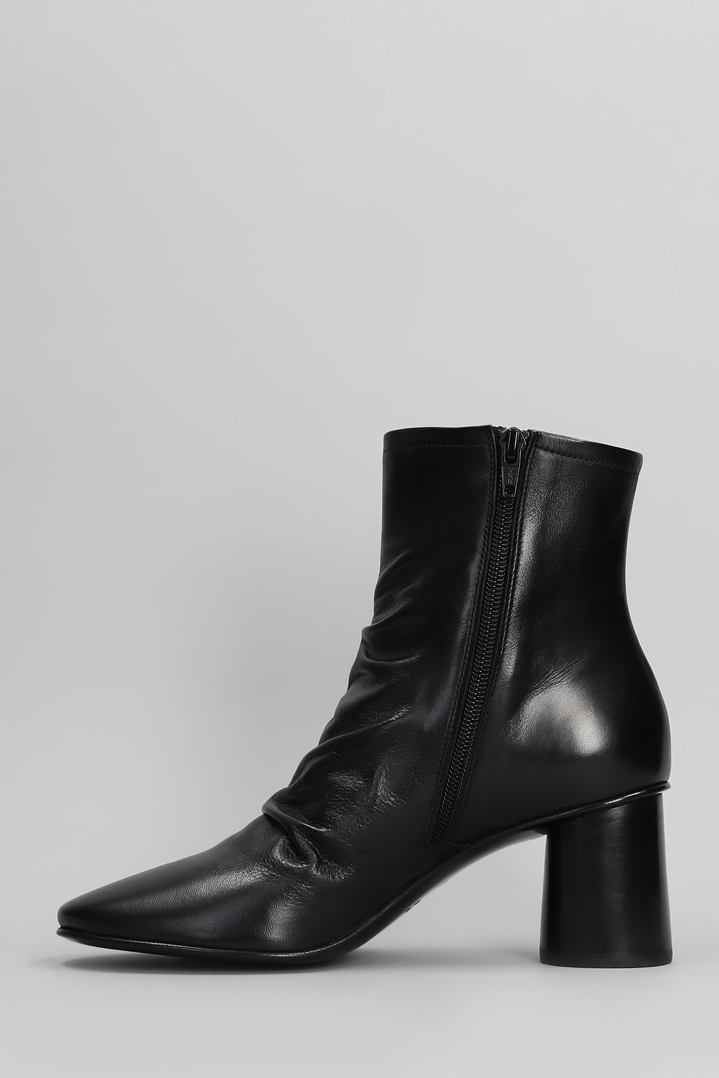 Elena Iachi High Heels Ankle Boots In Black Leather In Black