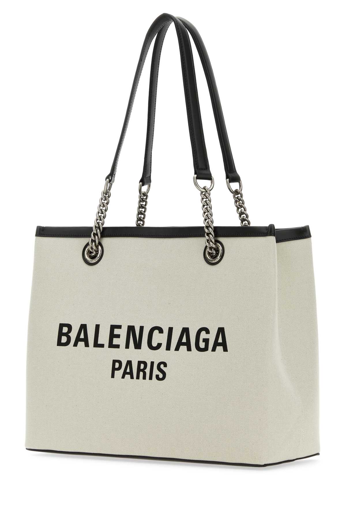 Shop Balenciaga Ivory Canvas M Duty Free Shopping Bag In Naturel