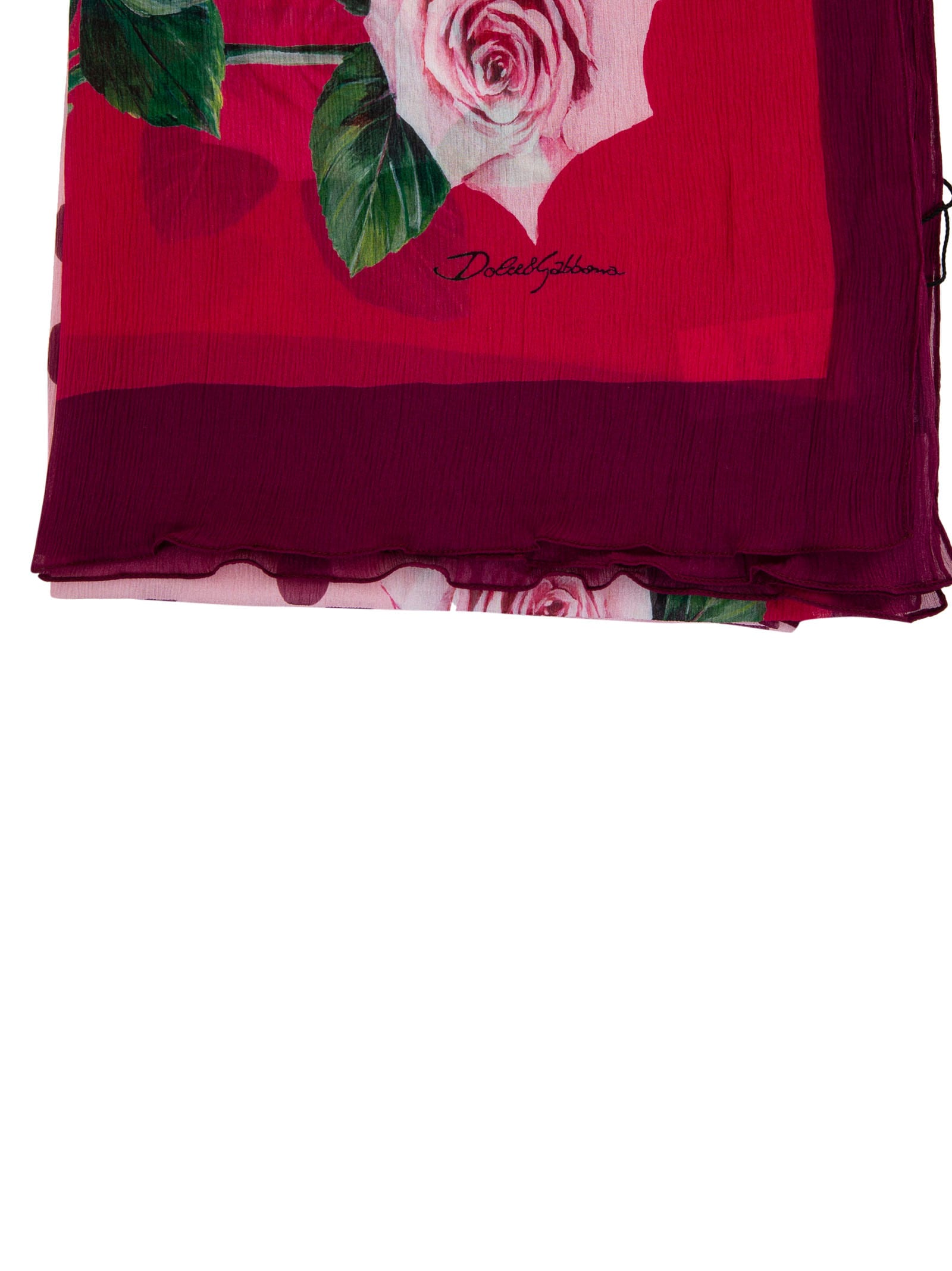 Dolce & Gabbana Rose Printed Foulard In Red/multicolor