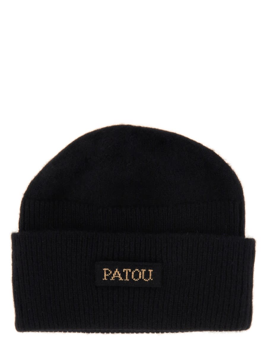 Shop Patou Beanie Hat With Logo In Black