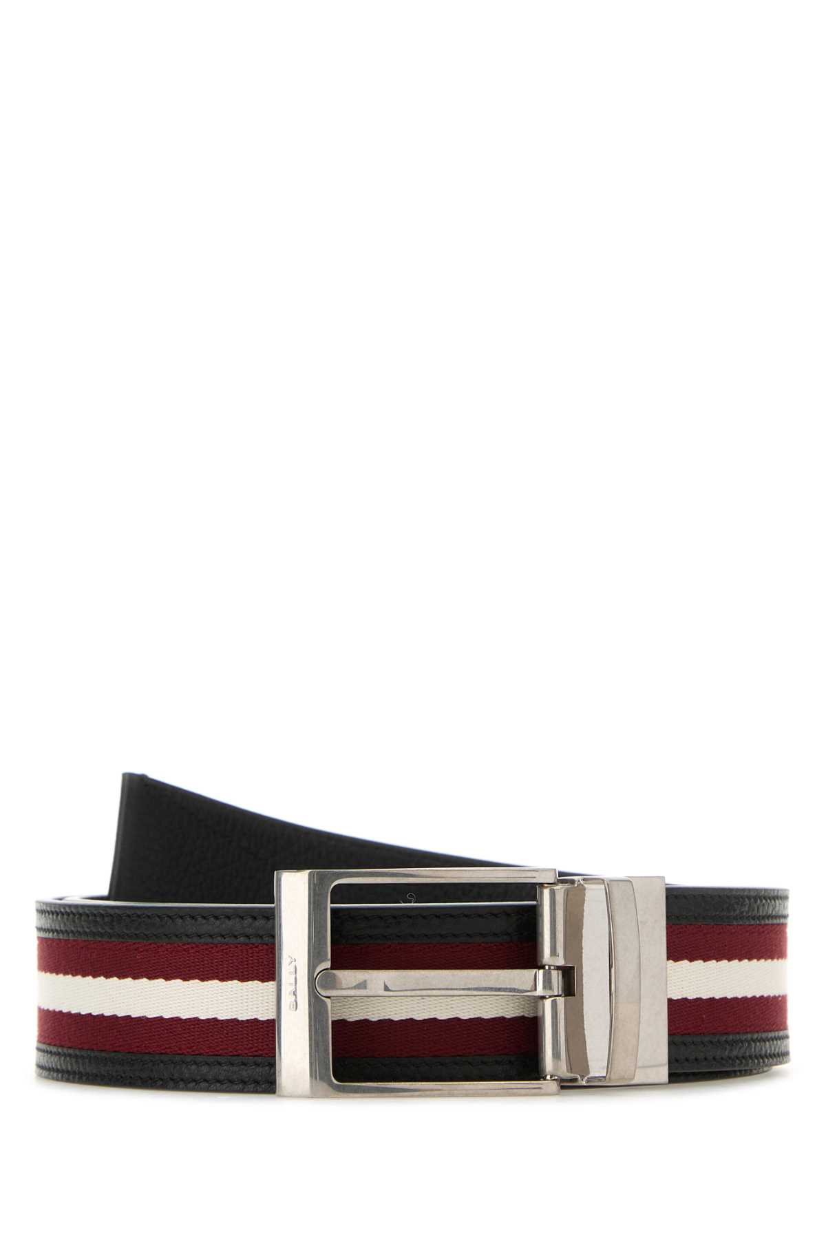 Shop Bally Black Leather Shiffie Belt In Blackredbonepall