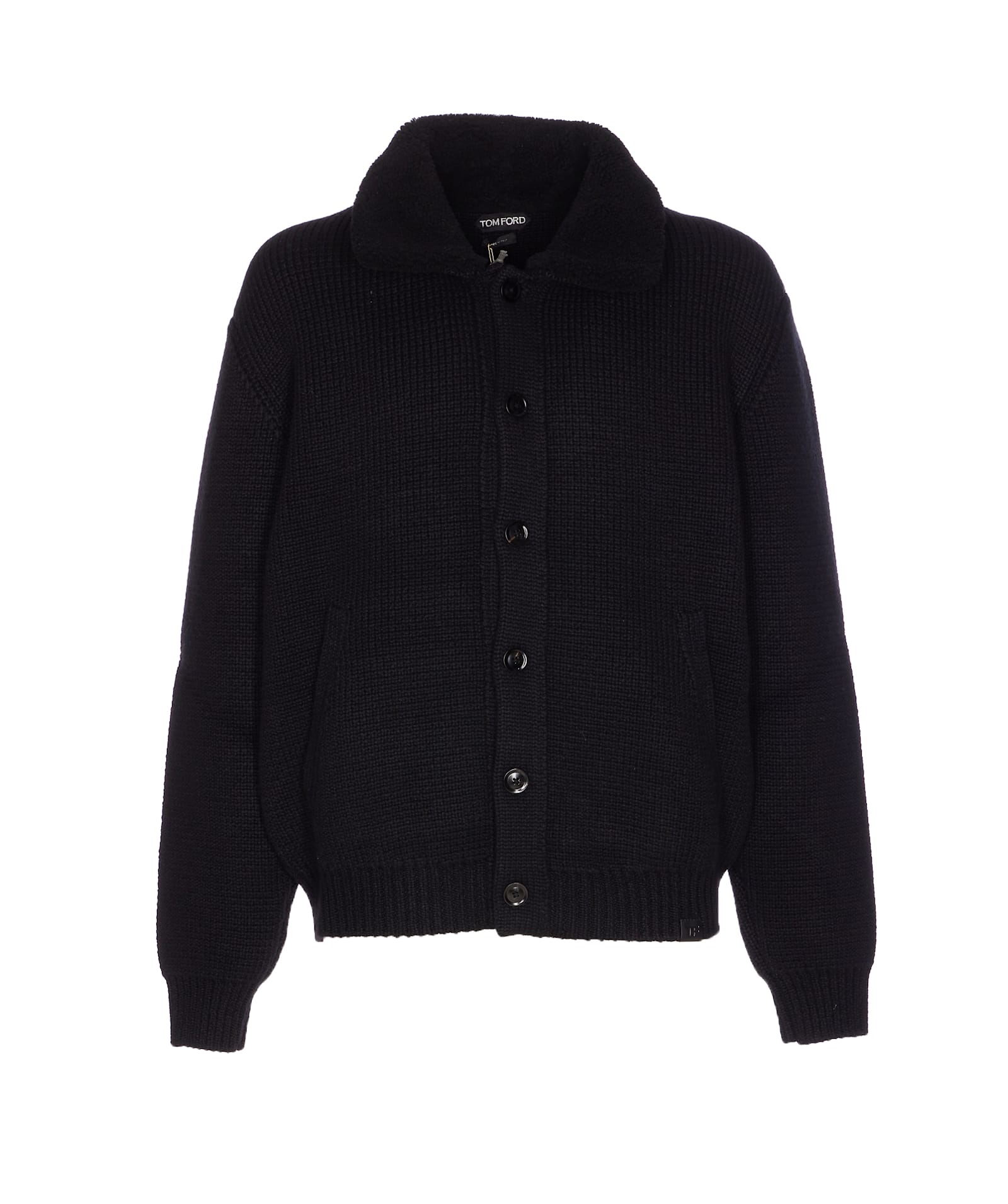Tom Ford Knitted Cardigan With Back Detail And Pockets In Black