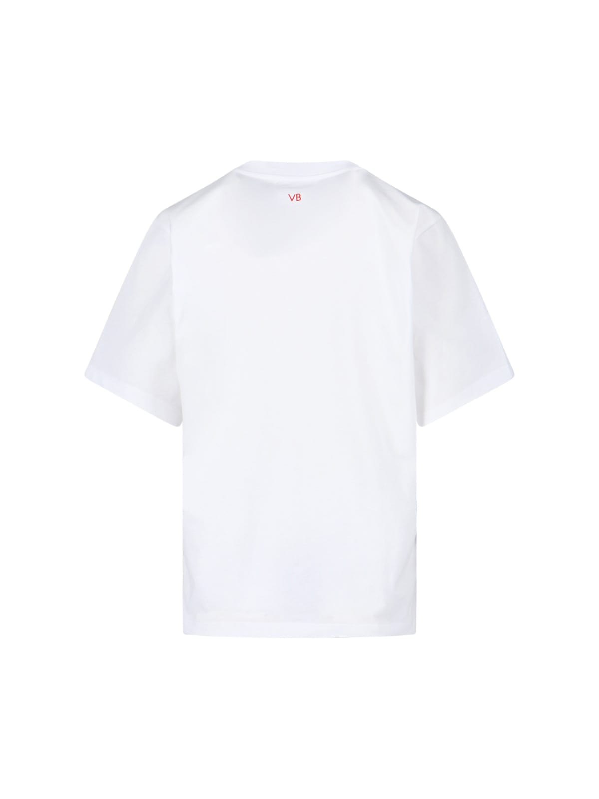 Victoria Beckham Graphic Print Crew Neck Short Sleeve Top In White