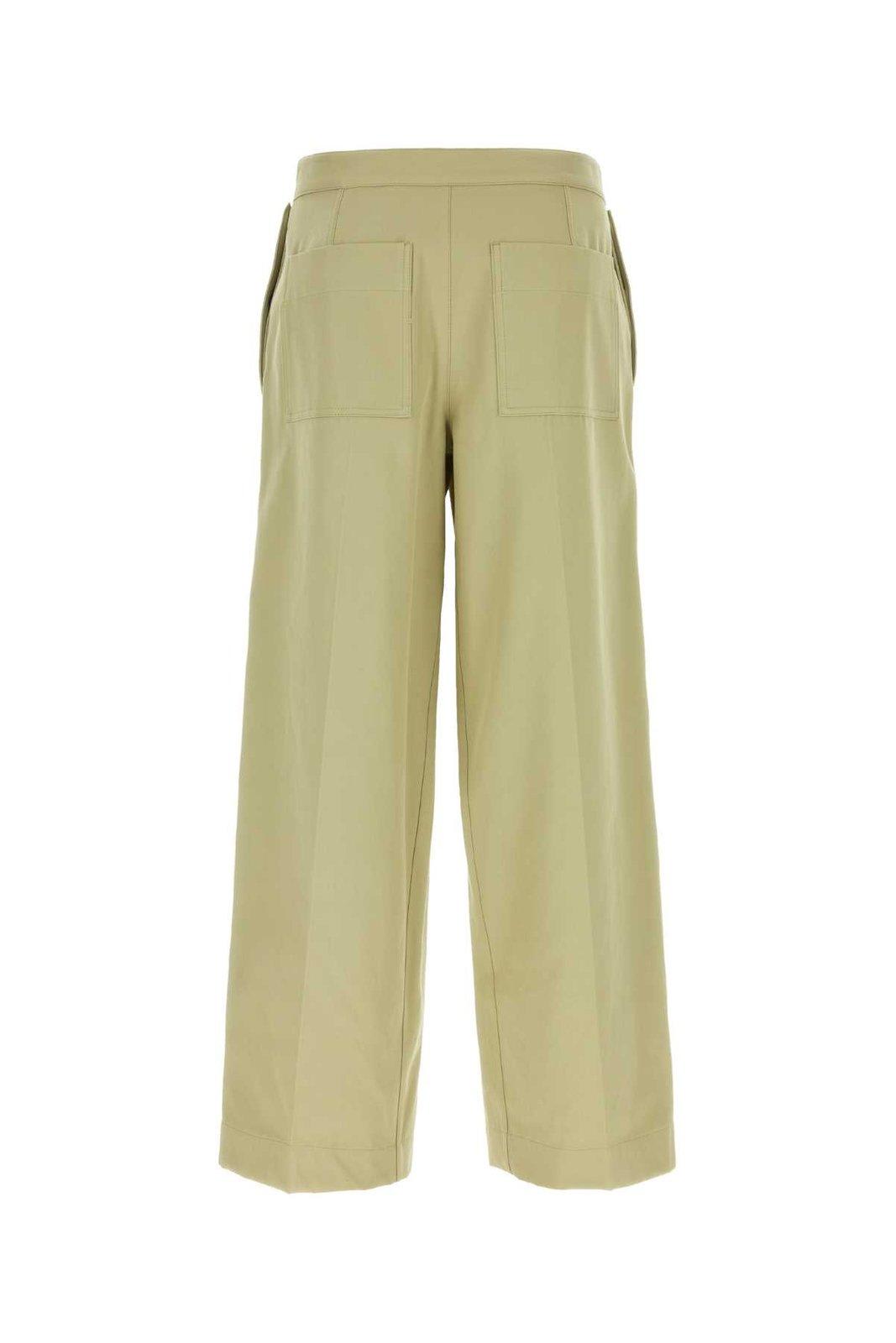 Shop Bottega Veneta Buttoned Wide Leg Trousers In Beige