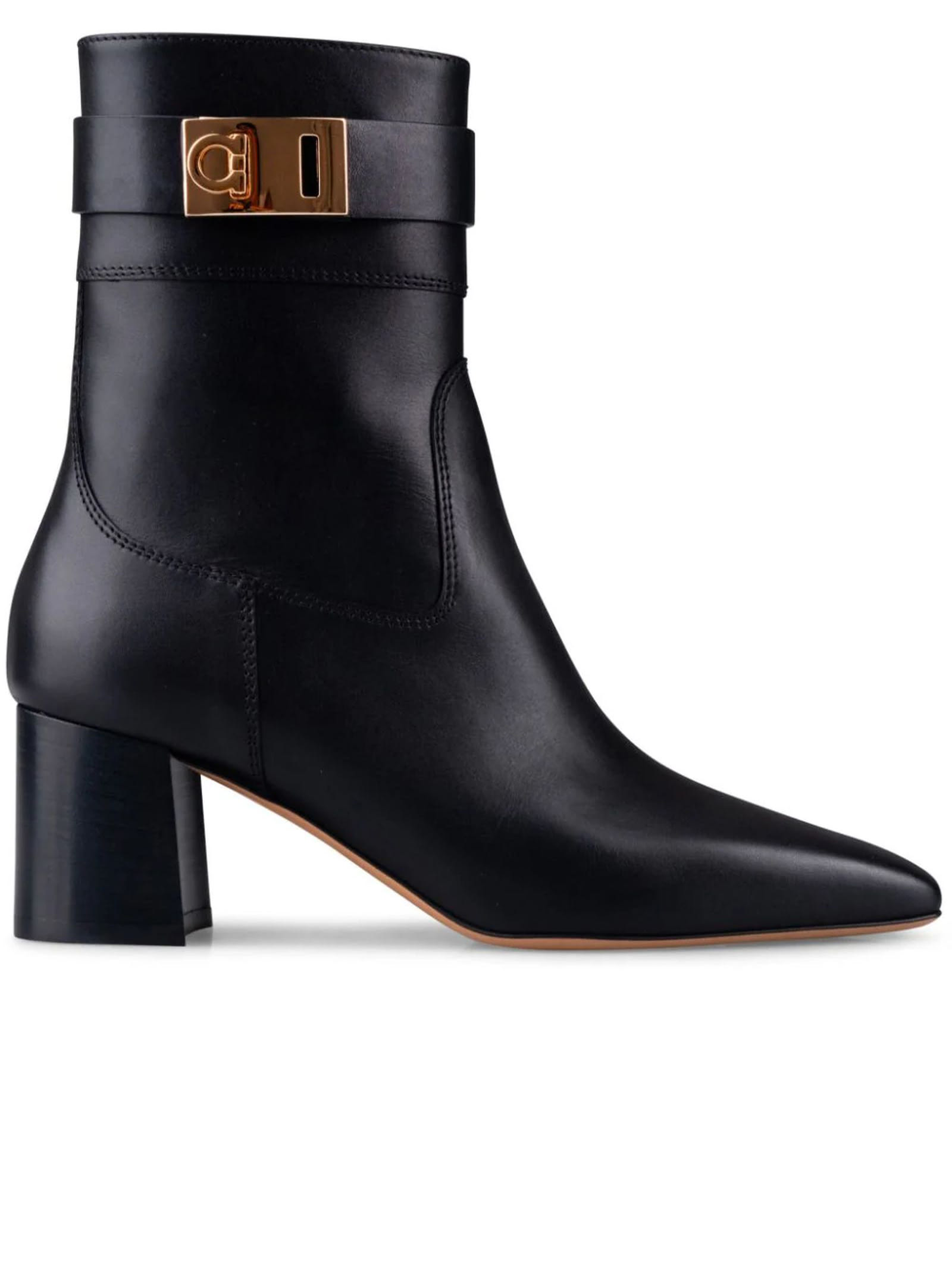 Ferragamo Black Calf Leather Rol Boots