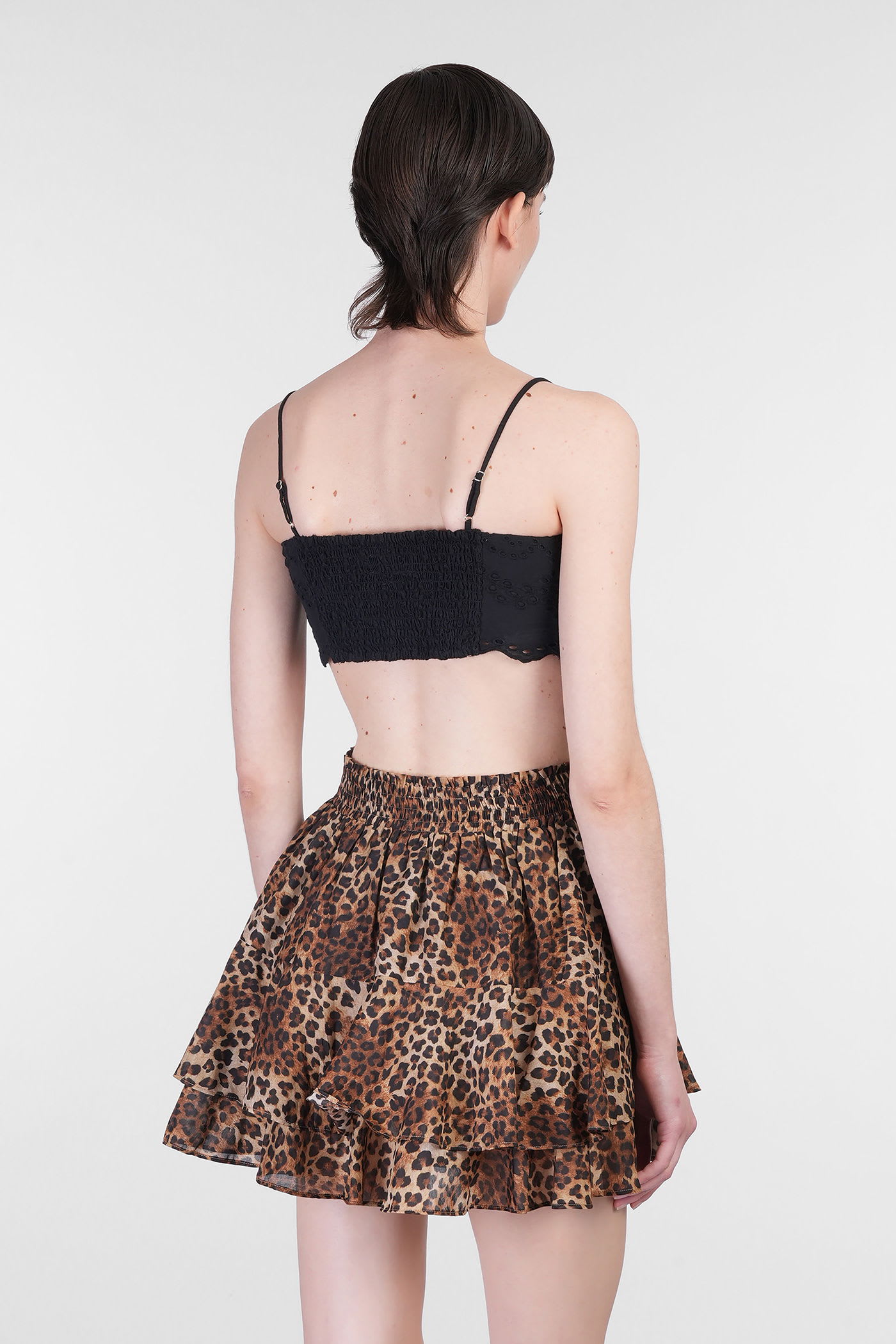 Mc2 Saint Barth Florida Broderie Anglaise Top In Black