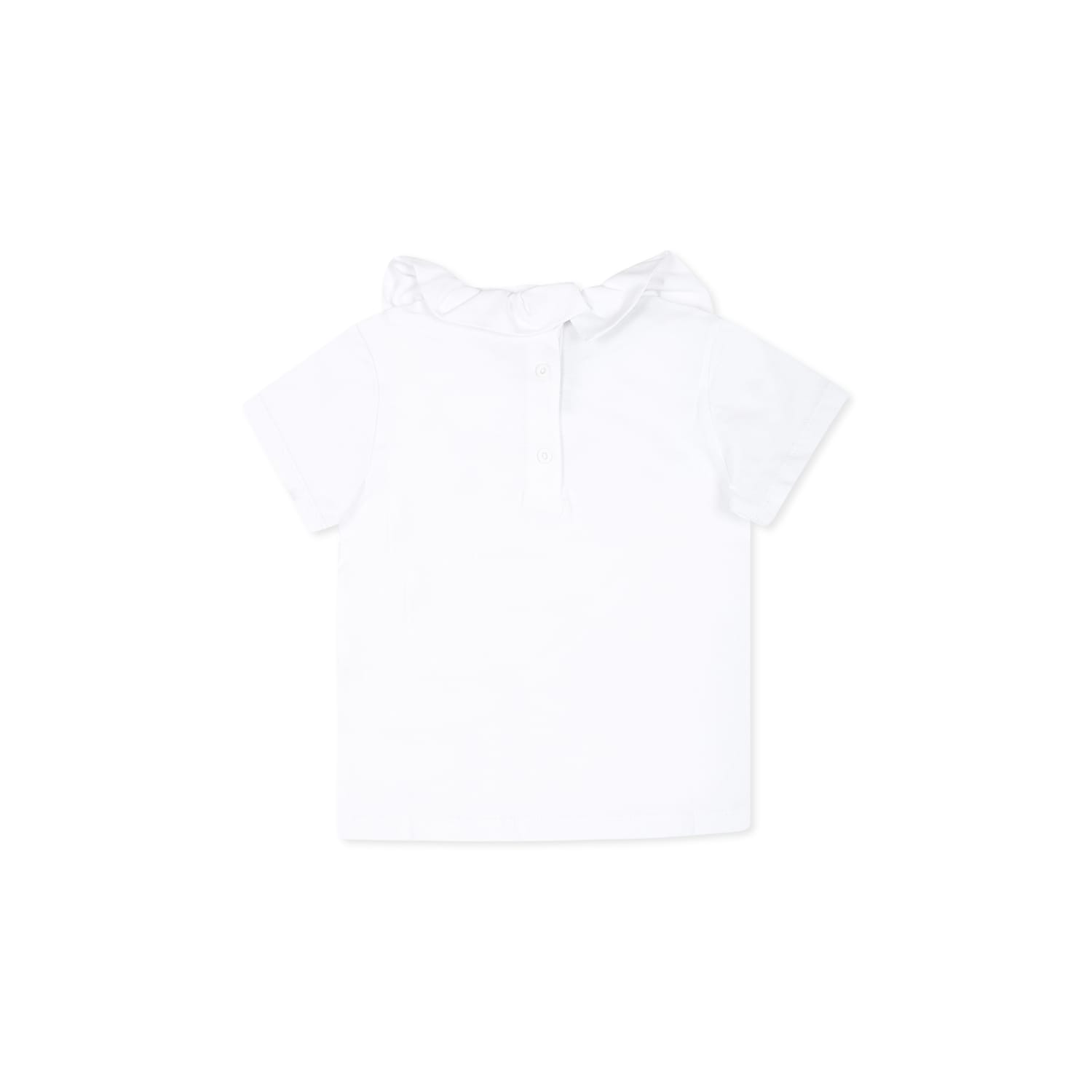 Balmain White T-shirt For Baby Girl With Logo In White