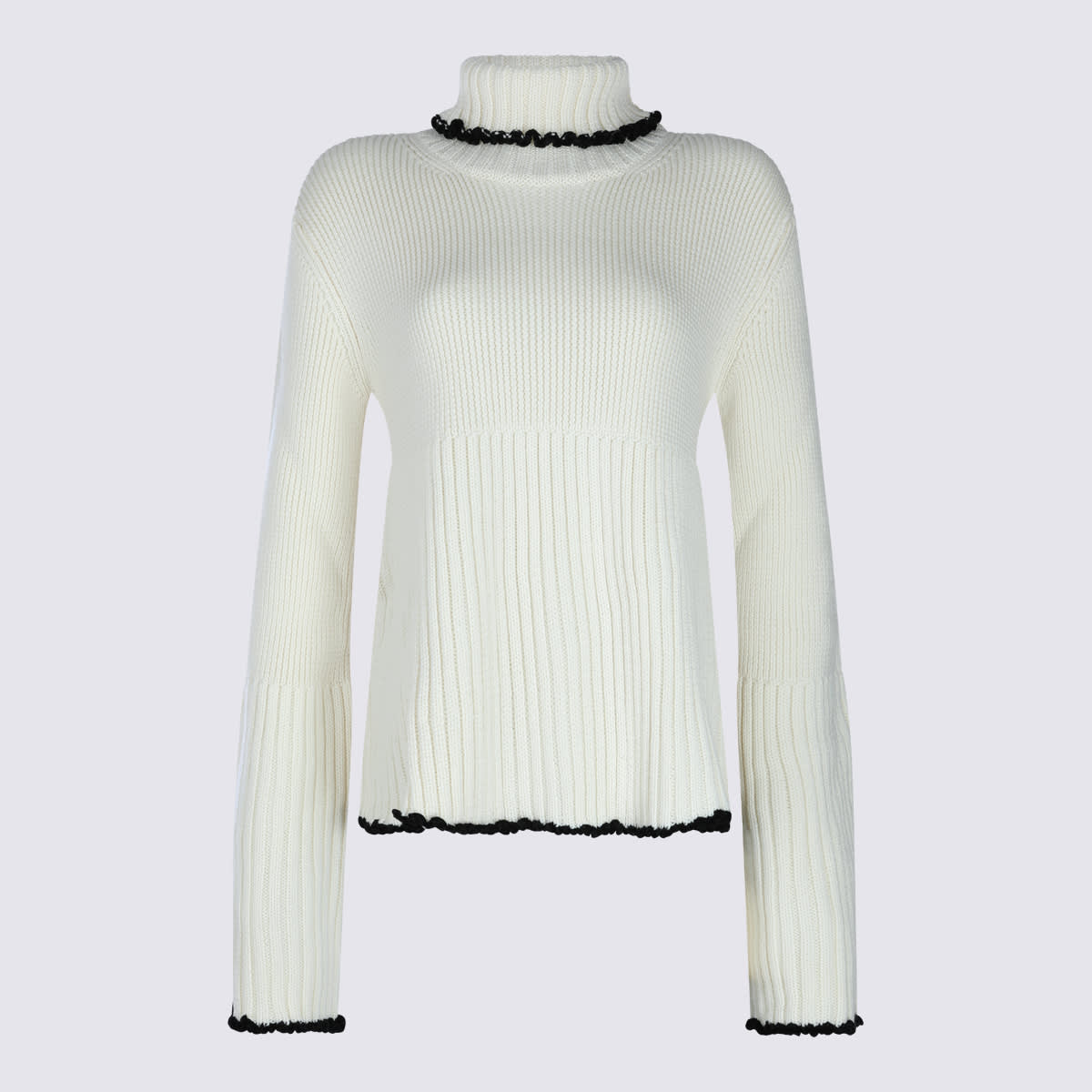 Jil Sander Long Sleeve Turtleneck Contrast Trim In Gray
