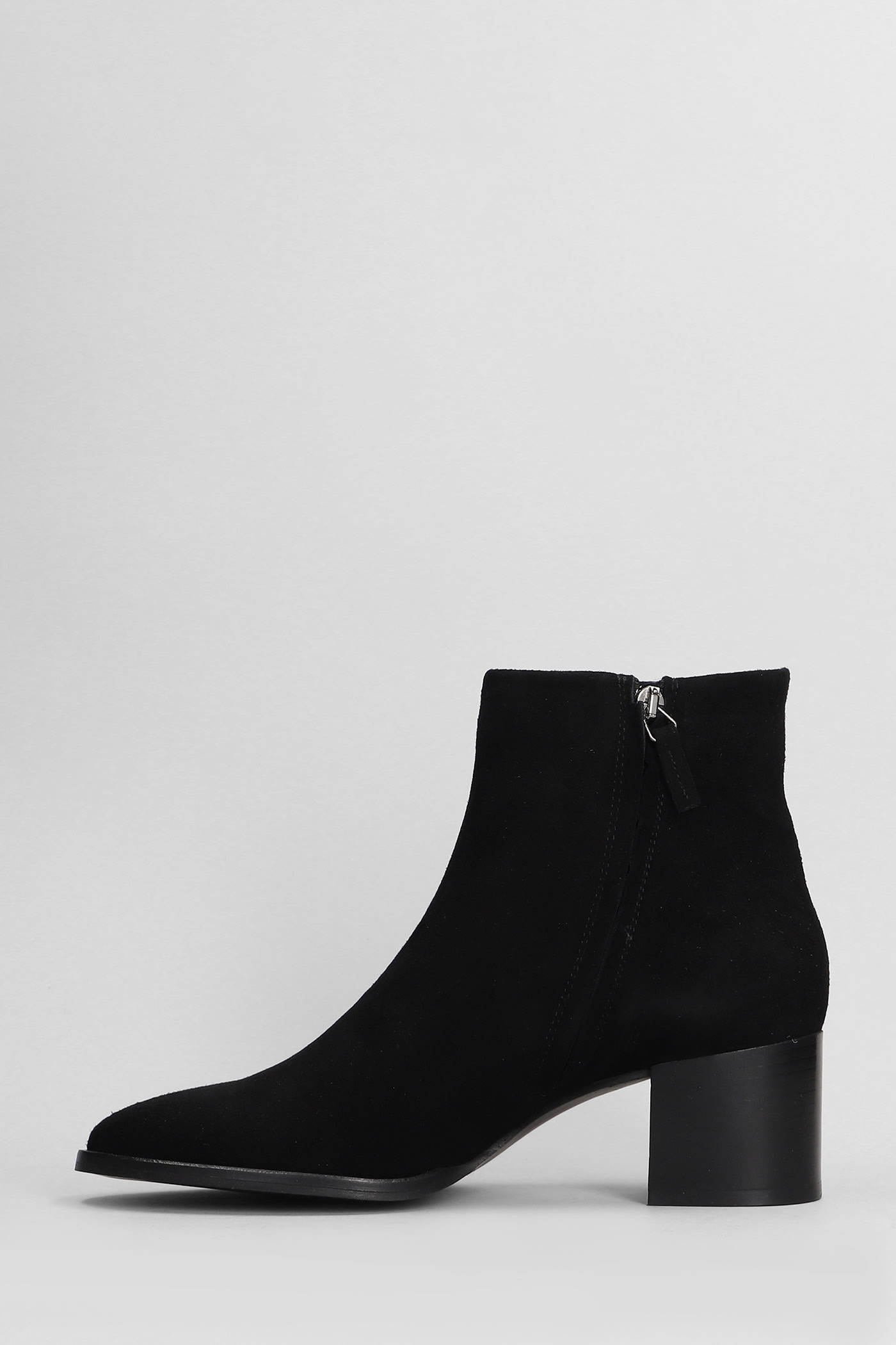 Shop Julie Dee High Heels Ankle Boots In Black Suede