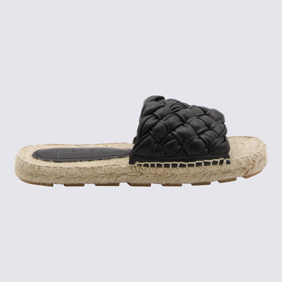 Shop Bottega Veneta Black Leather Intrecciato Sandals