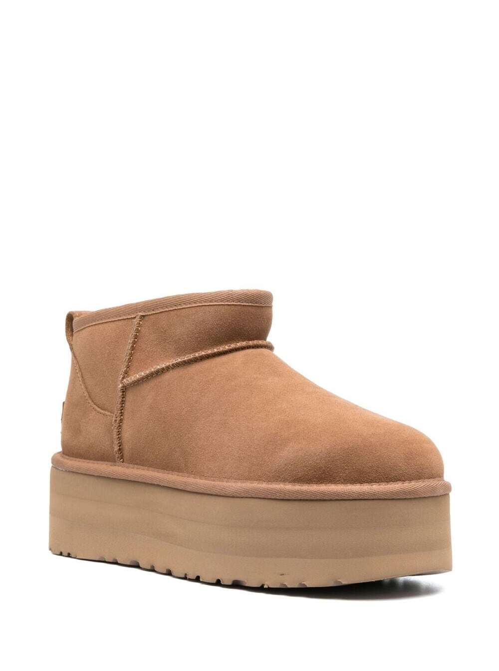 Shop Ugg Ultramini Beige Boots With Platform In Suede Woman