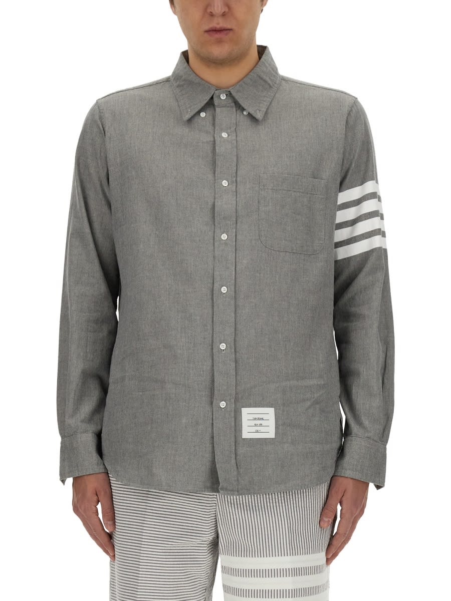 Shop Thom Browne Button Down Shirt In Grey