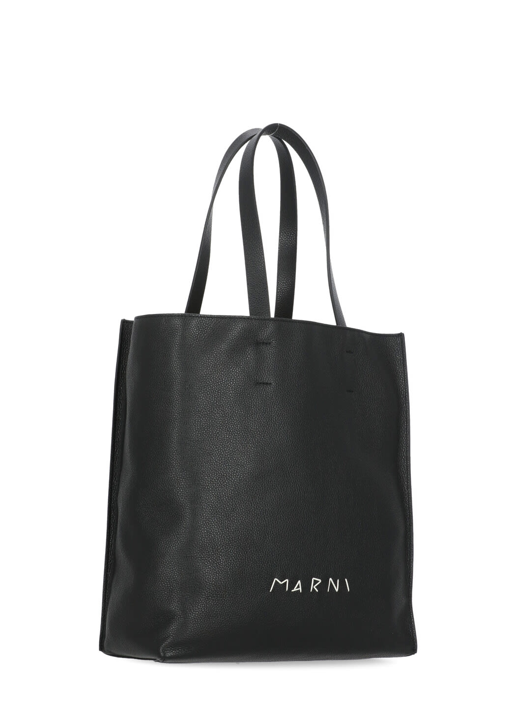 Marni Large Museo Calf Leather Tote Bag In Black