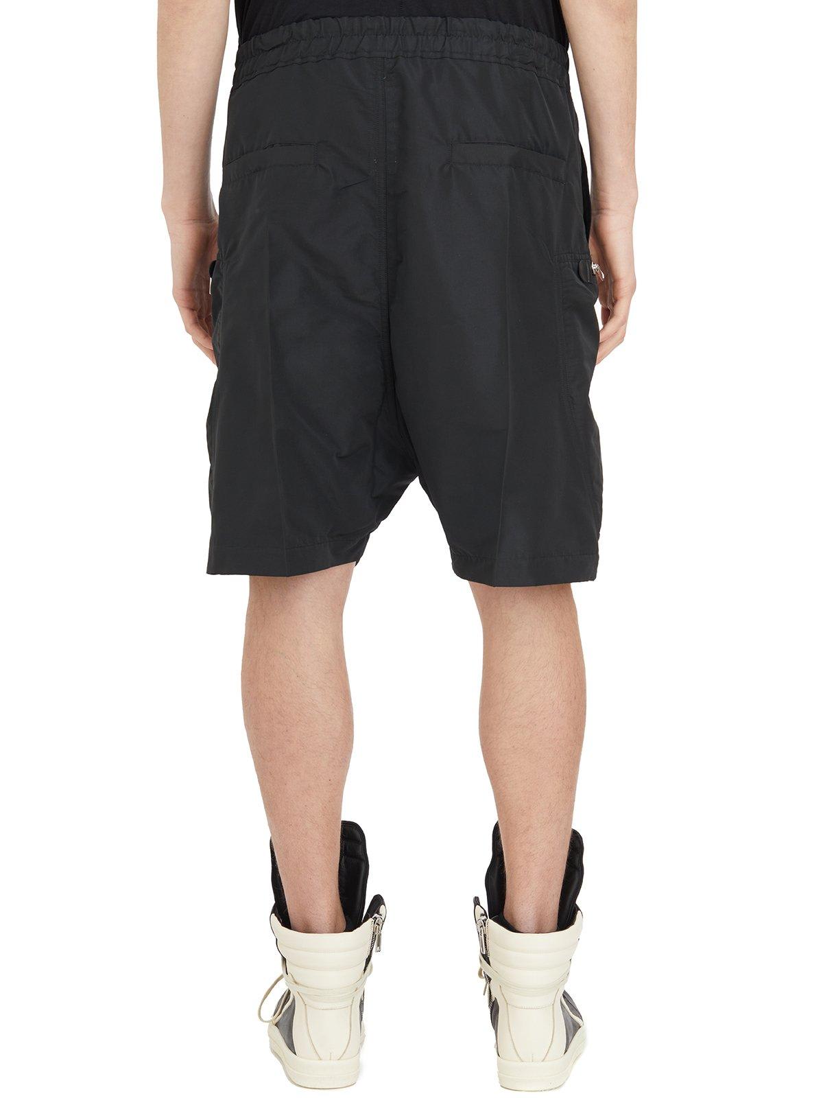 Shop Rick Owens Drawstring Zip-pocket Poplin Shorts