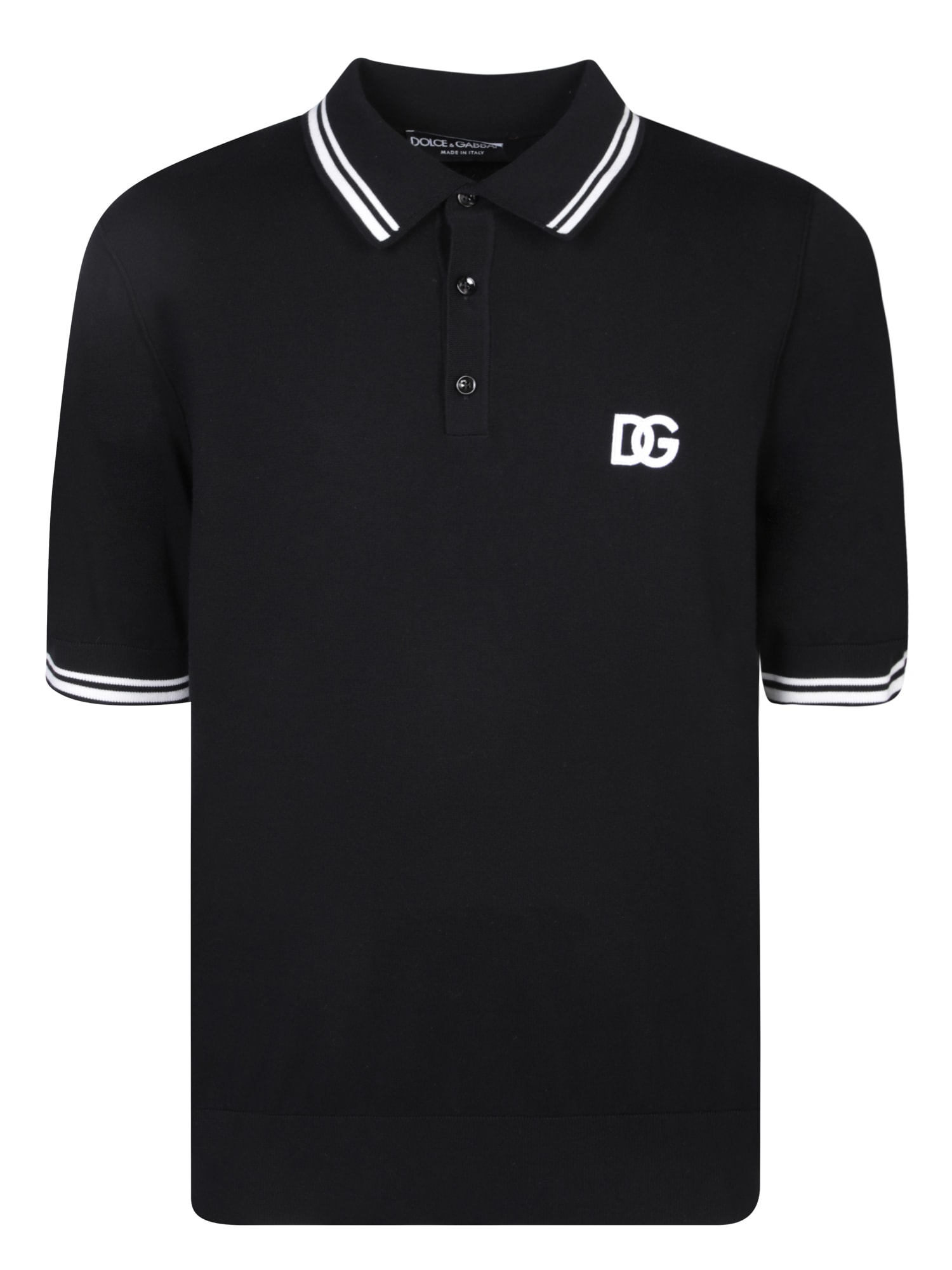 Shop Dolce & Gabbana Logo Black Polo Shirt