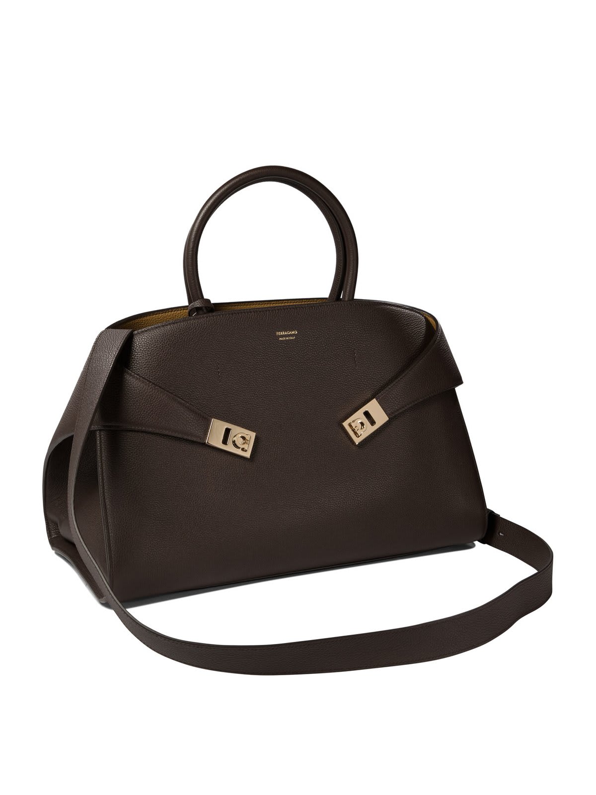 Shop Ferragamo Logo Printed Handbag In Brown