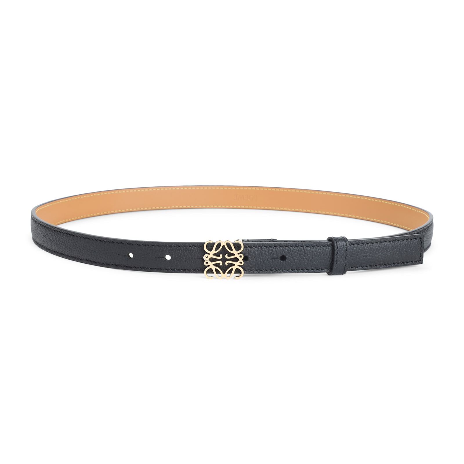 Loewe Textured Calfskin Belt With Gold-tone Buckle In Gray
